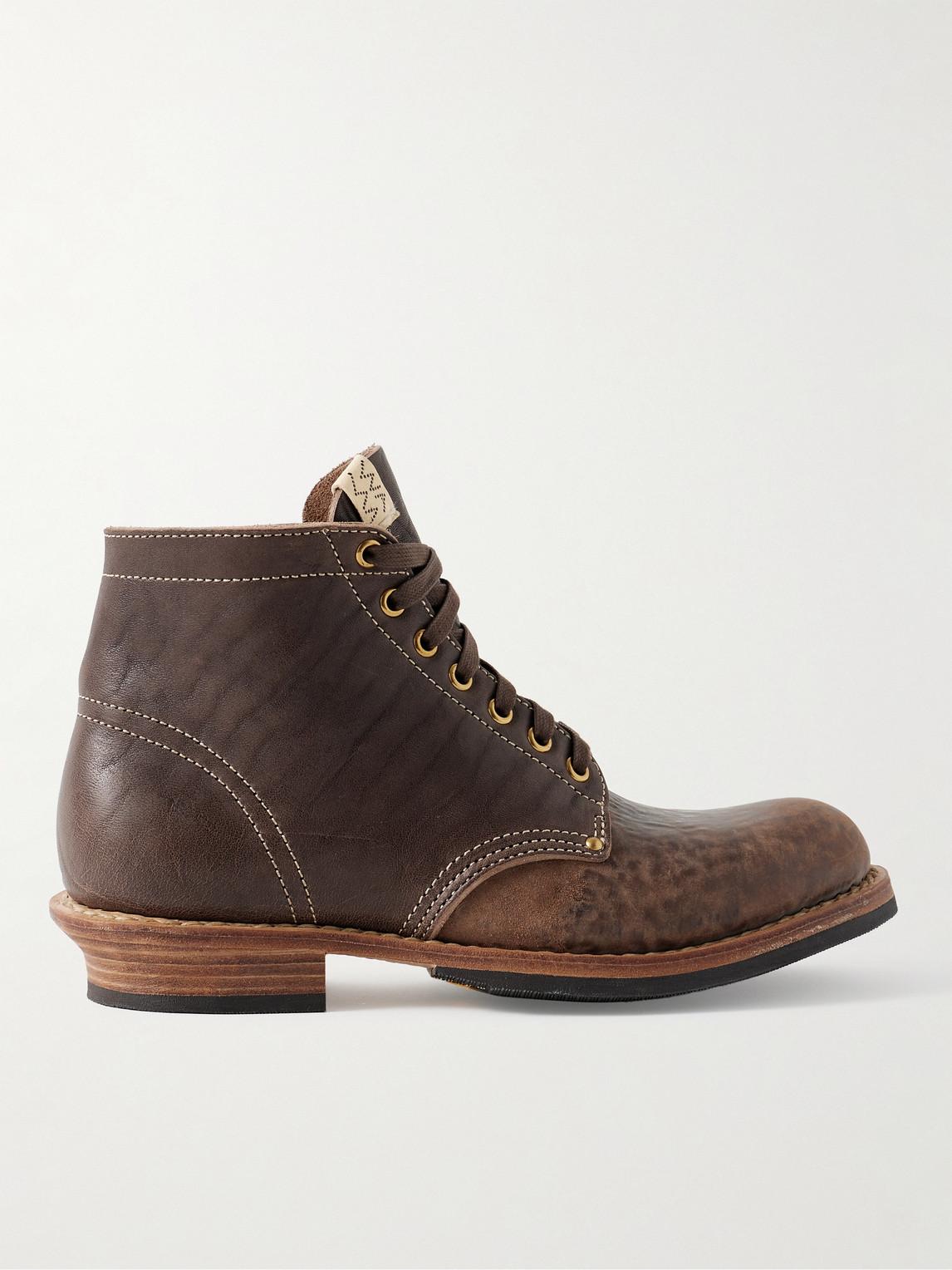 Visvim Brigadier Folk Distressed Leather Boots in Brown for Men