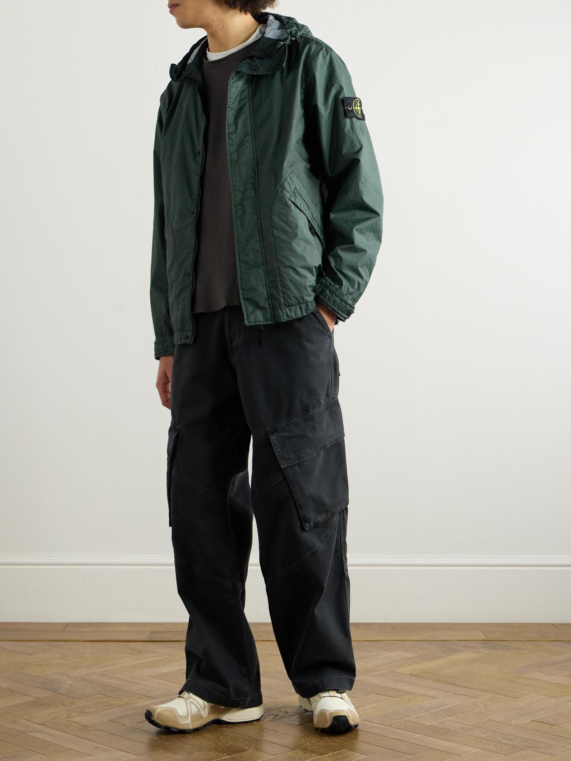 Stone Island Logo-Appliquéd Membrana 3L Tc Hooded Jacket in Green