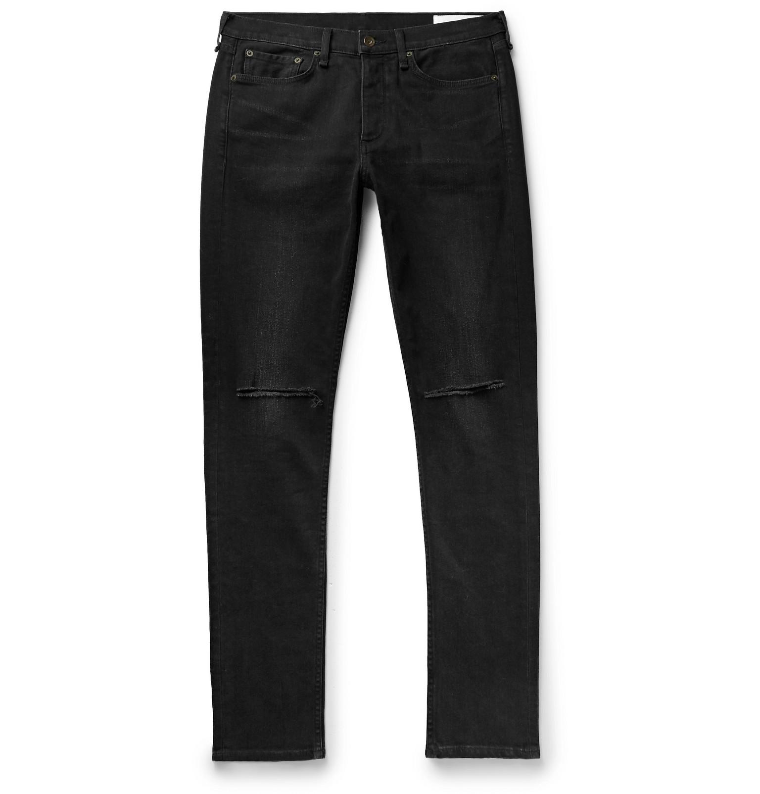 Rag & Bone Denim Fit 1 Ripped Extra Slim Fit Jeans in Black for Men ...