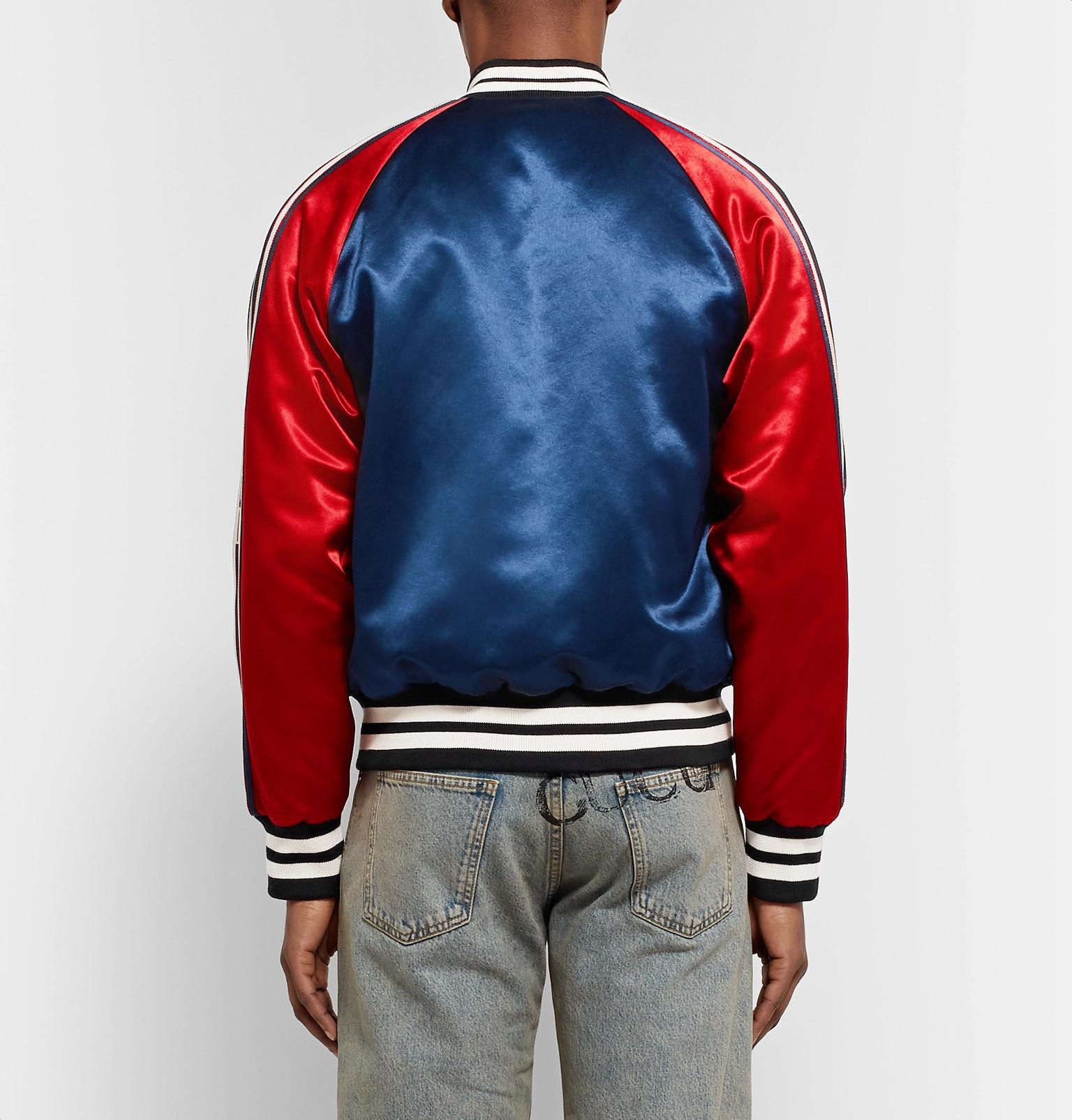 Gucci Stripe Reversible Acetate Bomber in Blue for Men Lyst UK