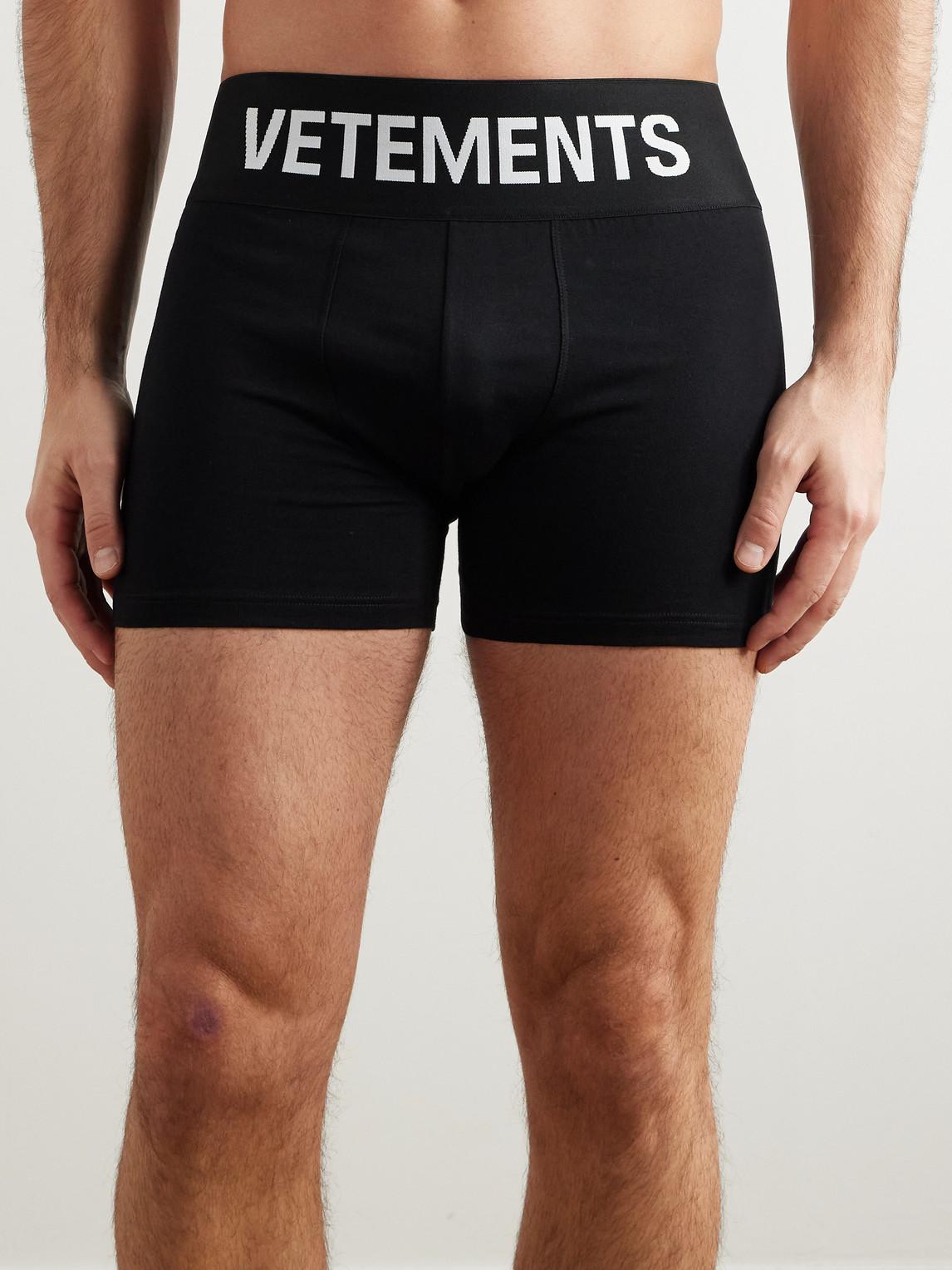 Vetements Logo-Print Stretch-Cotton Boxers in Black for Men | Lyst UK