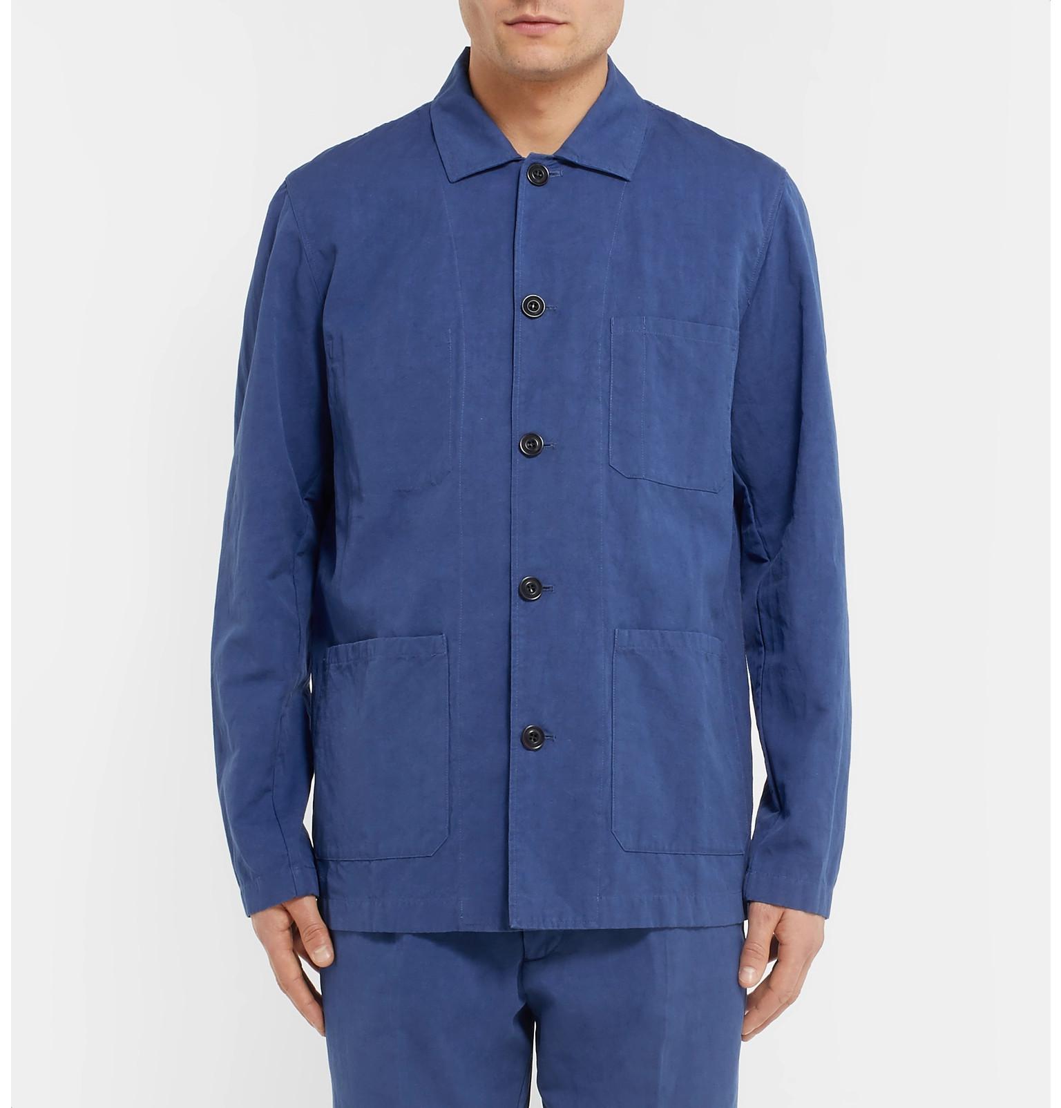 Hartford Jobson Cotton And Linen-blend Canvas Chore Jacket in Navy ...