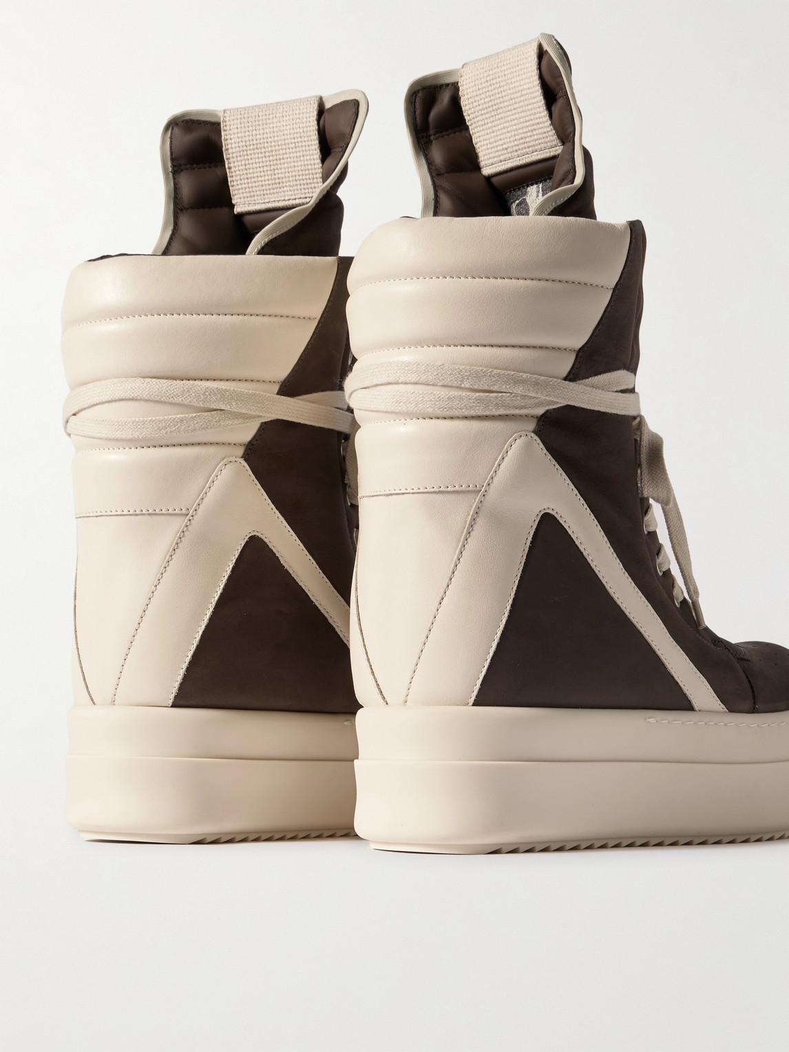 Rick Owens Mega Geobasket Leather Sneakers in Natural for