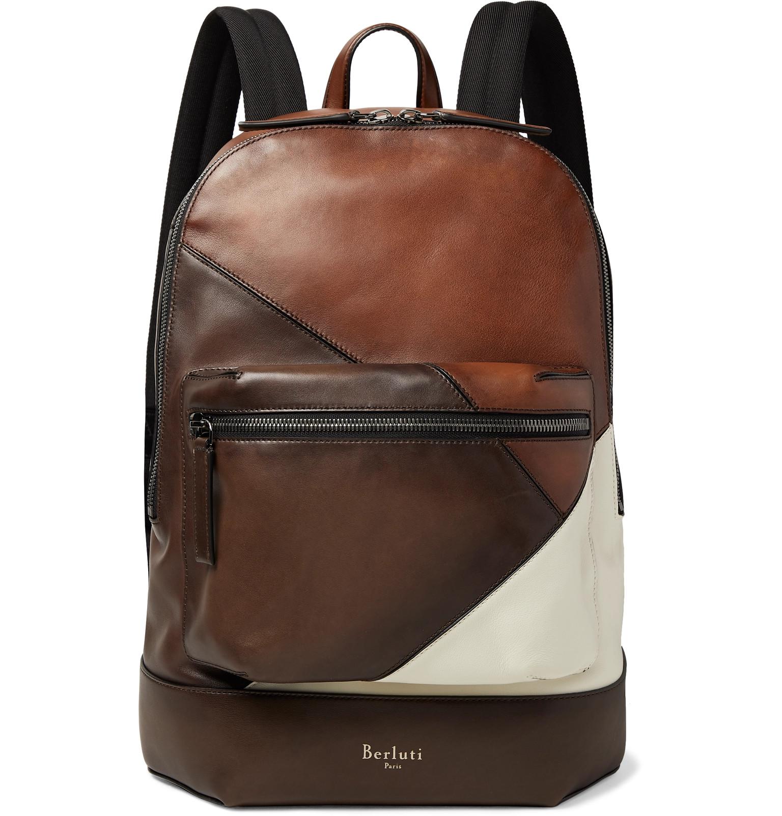 leather patchwork backpack