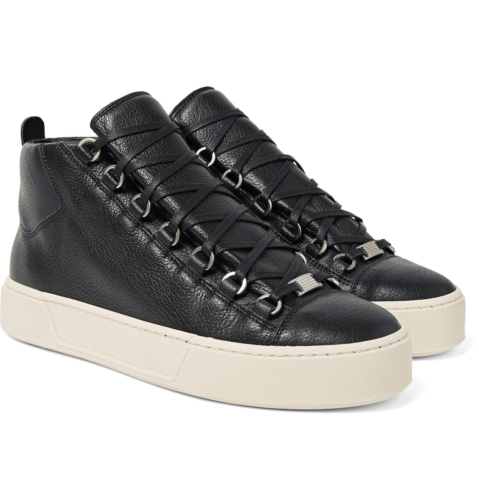 Balenciaga Arena Full-grain Leather High-top Sneakers in Black for Men ...