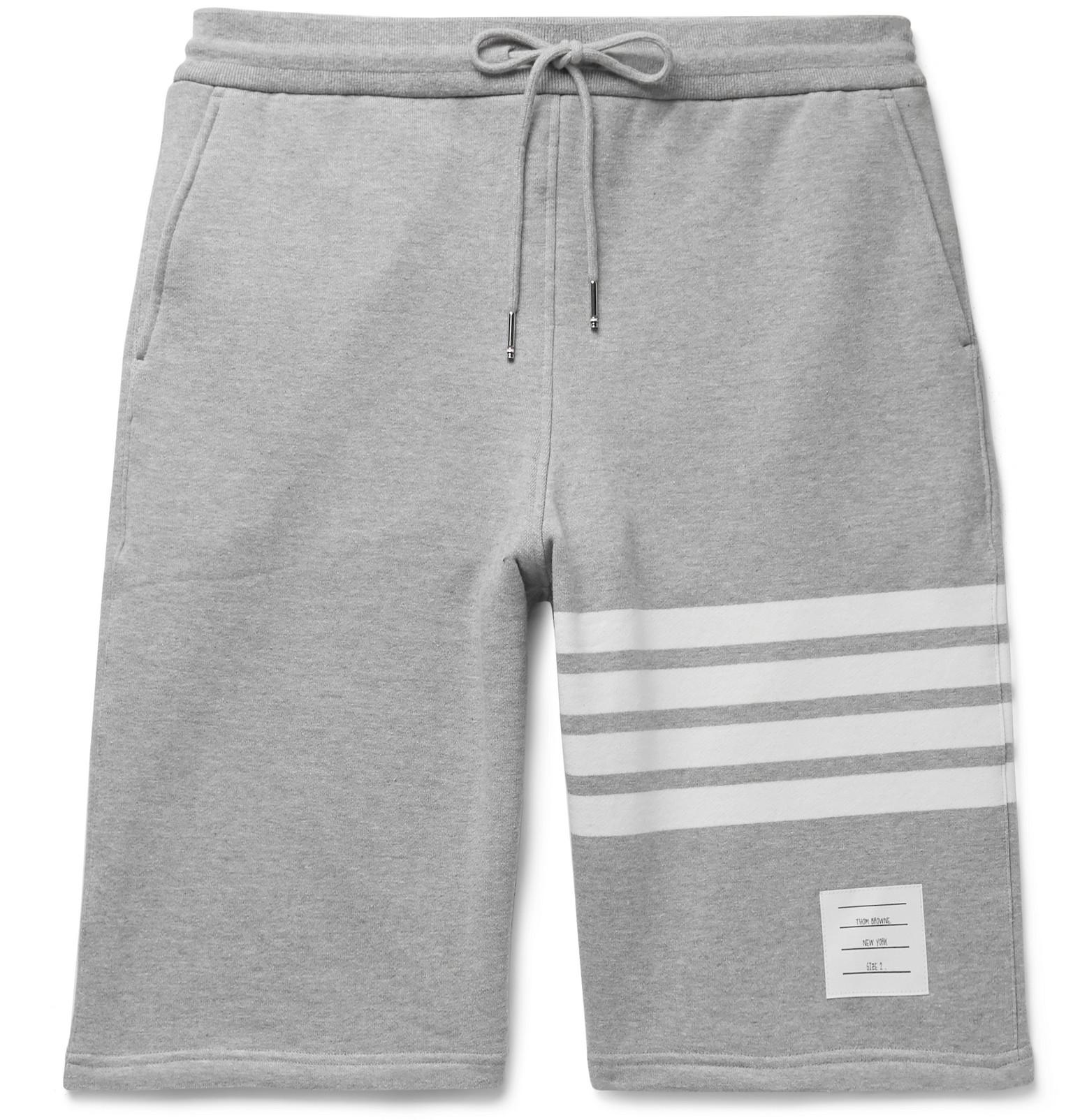 Thom Browne Striped Loopback Cotton-jersey Shorts in Gray for Men - Lyst