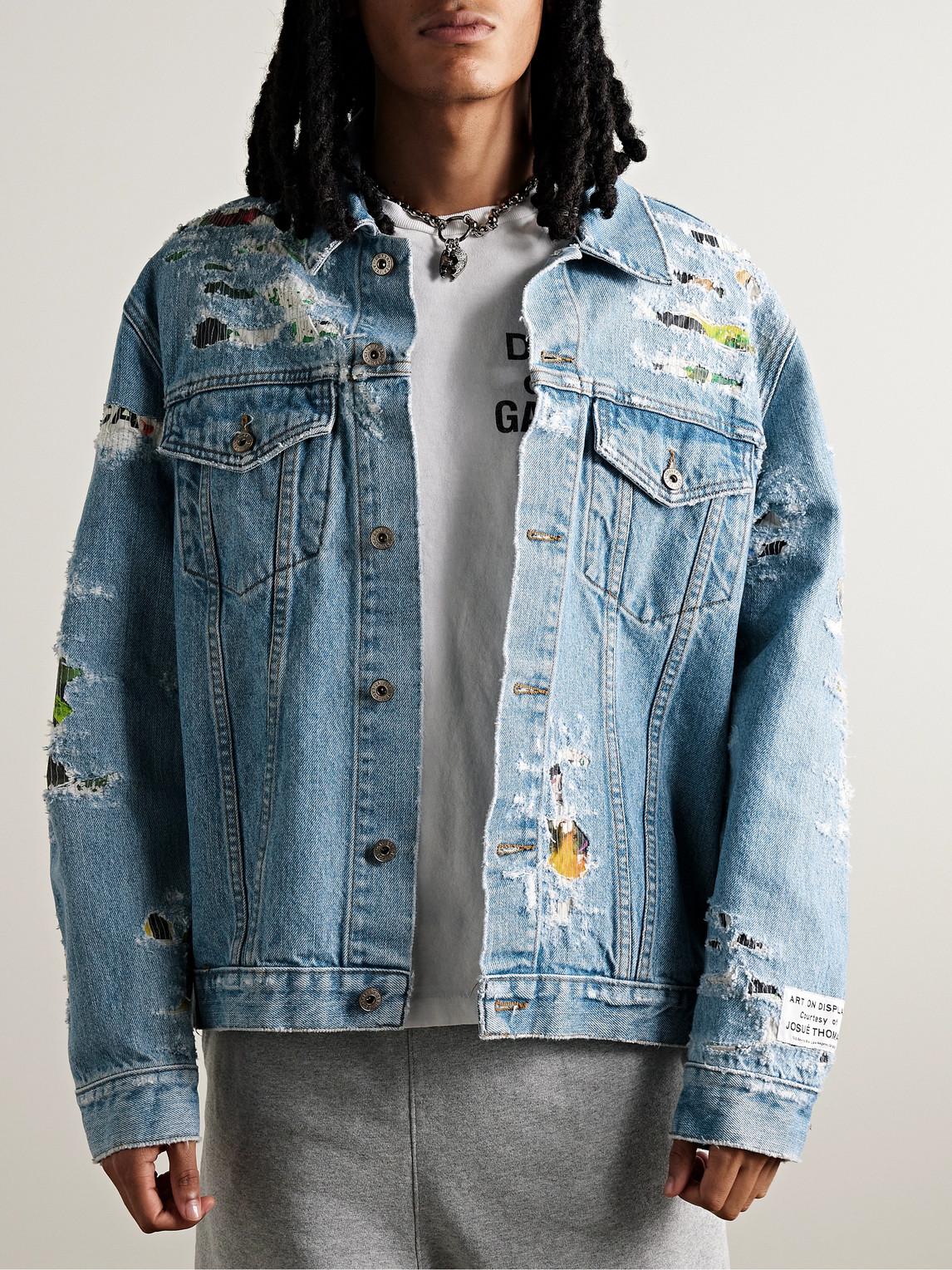GALLERY DEPT. Andy Distressed Layered Printed Denim Jacket