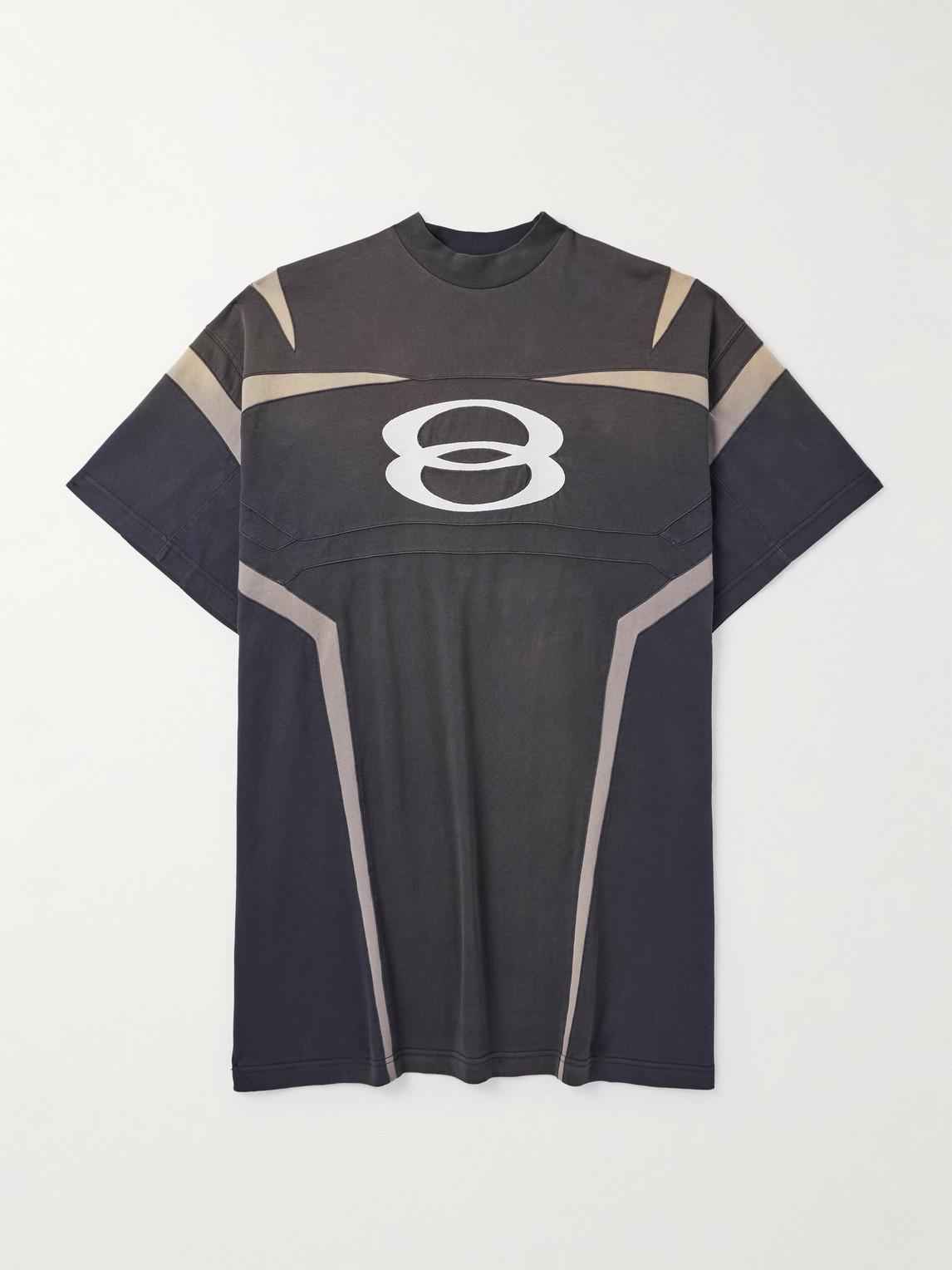 Balenciaga Oversized Logo-Embroidered Cotton-Jersey T-Shirt in