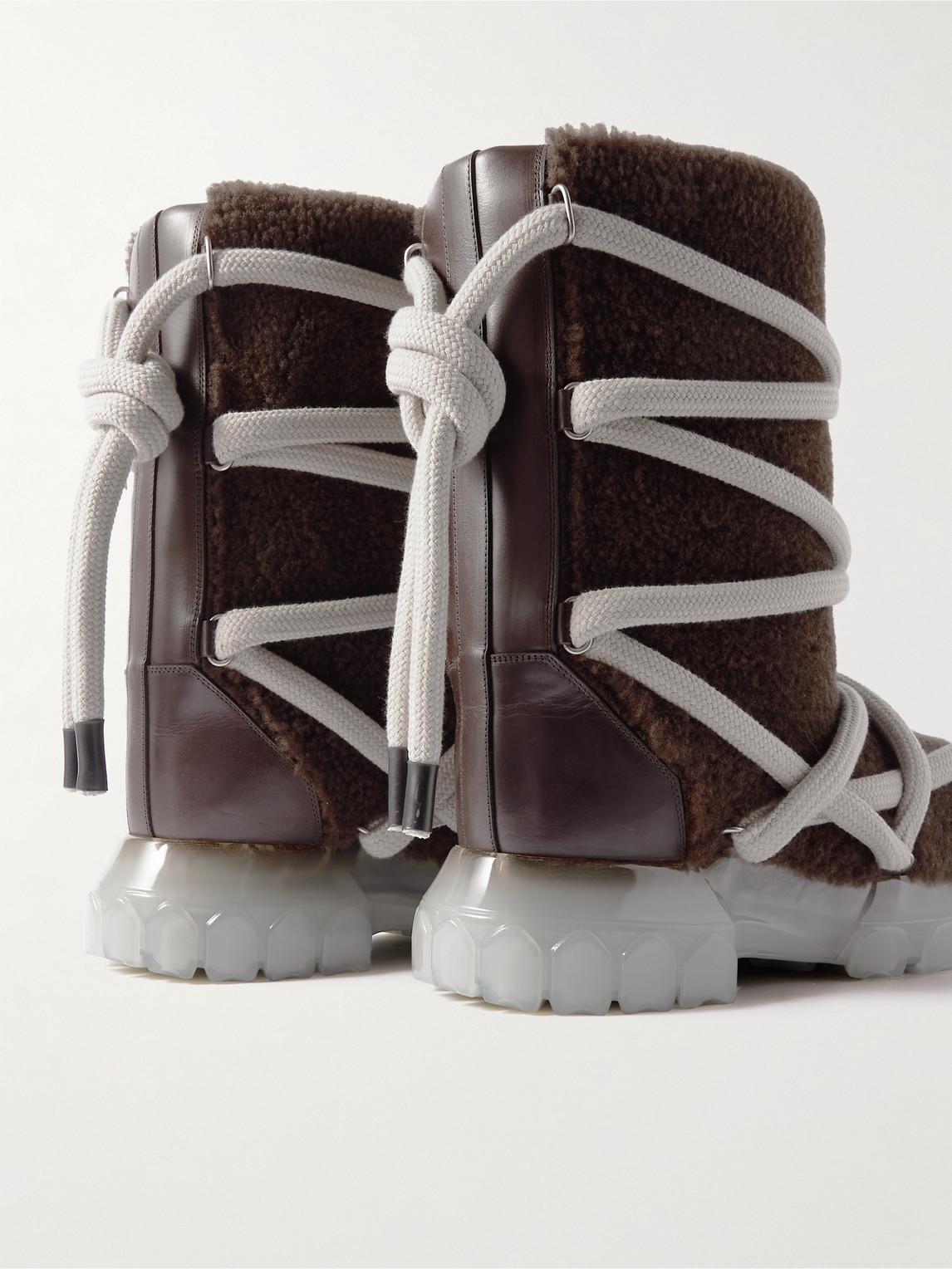 Rick Owens - Lunar Tractor Leather-Trimmed Shearling Boots