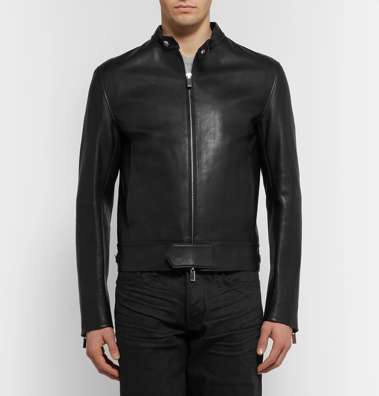 Berluti Unlined Leather Biker Jacket in Black for Men - Lyst