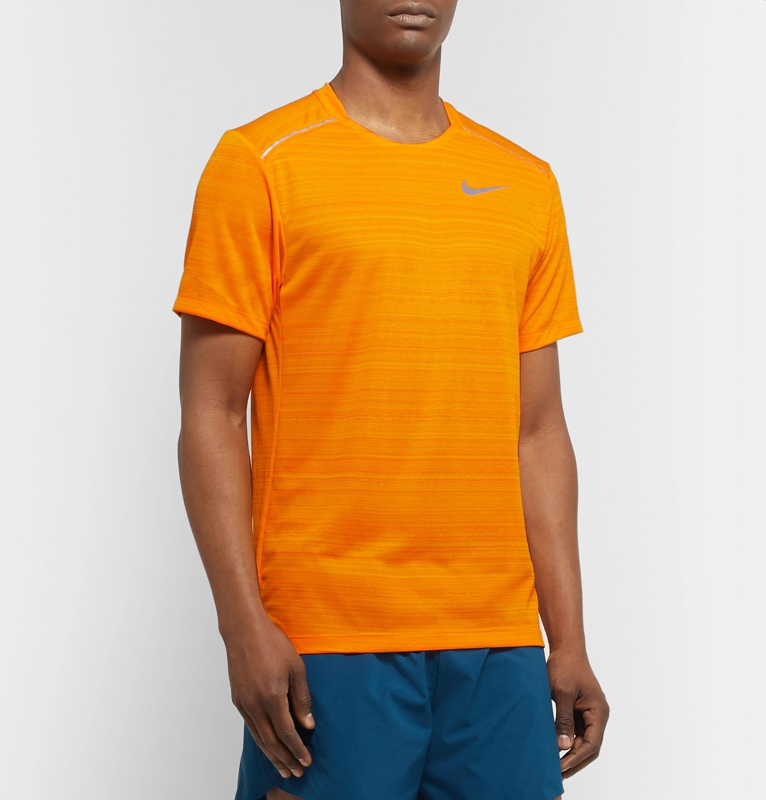 Piraat tafereel Ruïneren Nike Miler Breathe Dri-fit Mesh T-shirt in Orange for Men | Lyst UK