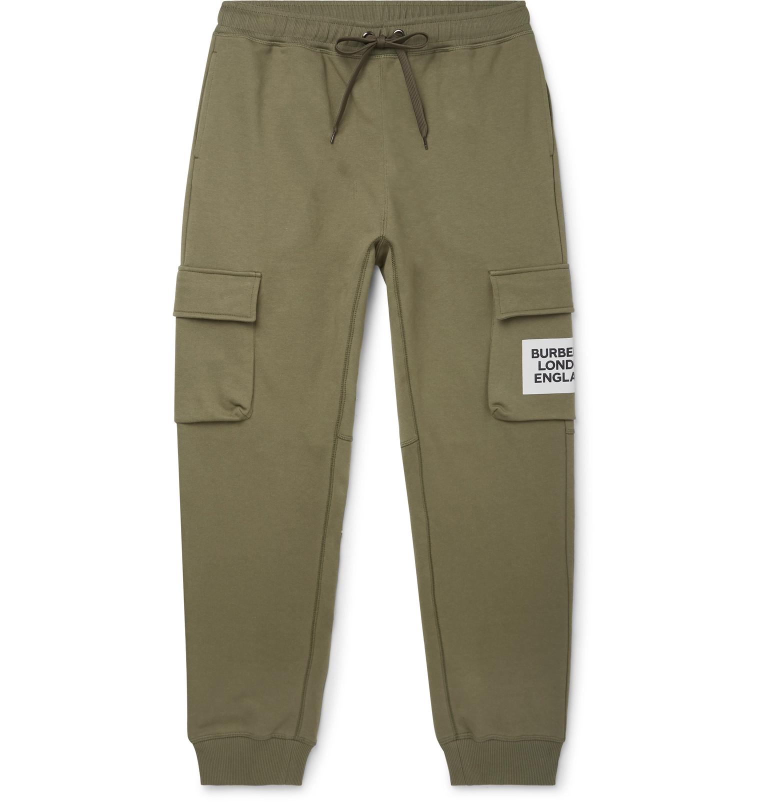 Burberry Tapered Logo-print Loopback Cotton-jersey Sweatpants in
