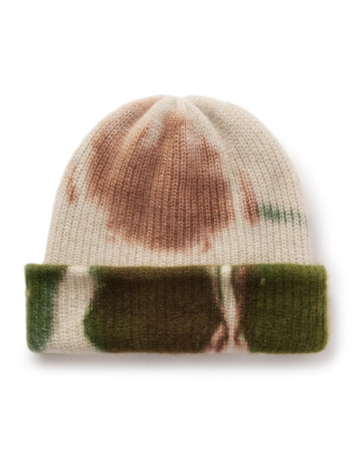 【THE ELDER STATESMAN】tie-dyed ribbed cashmere beanie The Elder Statesman - Tie-Dyed Ribbed Cashmere Beanie The