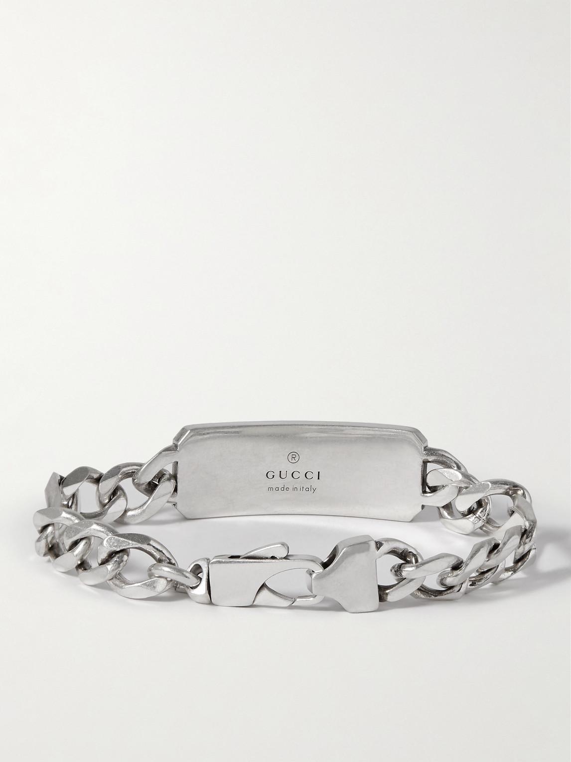 Gucci GG And Bee Engraved Silver Id Bracelet in Metallic for Gucci GG And Bee Engraved Silver Id Bracelet in Metallic for