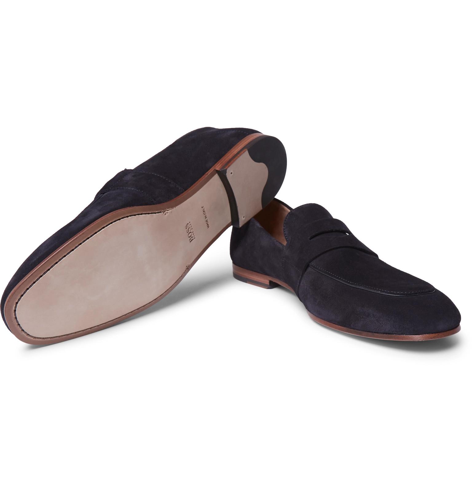 hugo boss blue suede shoes