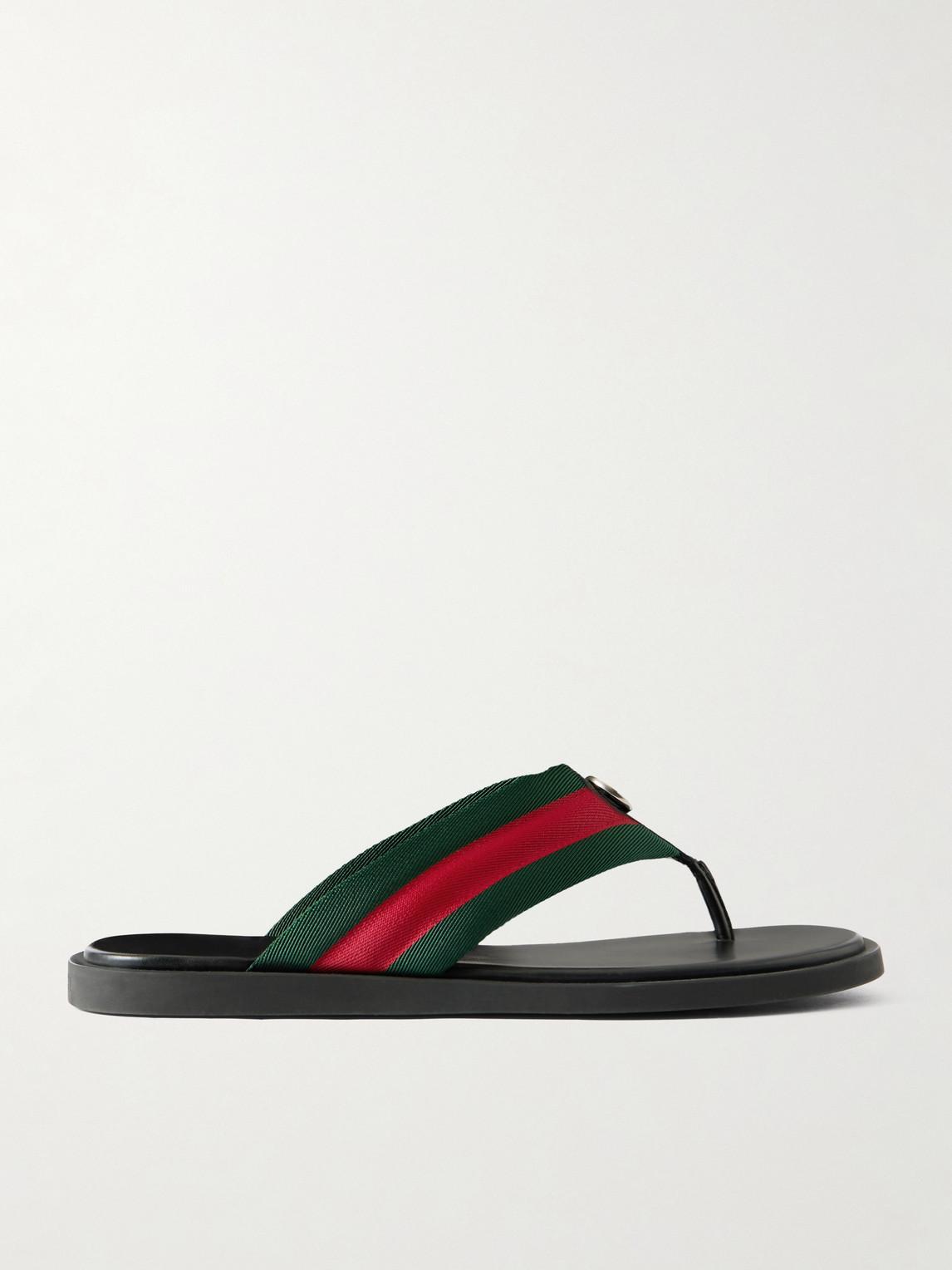 24650✨グッチ サンダル リボン レザー ロゴ金具 ブラック 38 Gucci Logo-Embellished Leather-Trimmed Sandals in Black for Men | Lyst