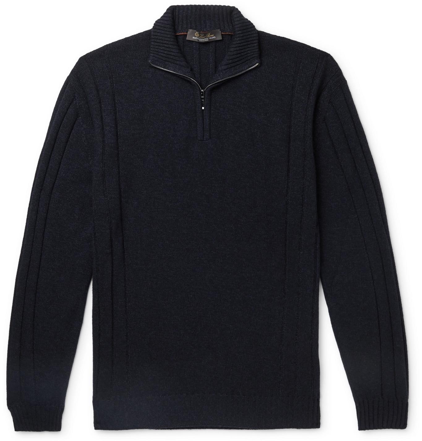 Loro Piana Baby Cashmere And Silk-blend Half-zip Sweater in Blue for ...