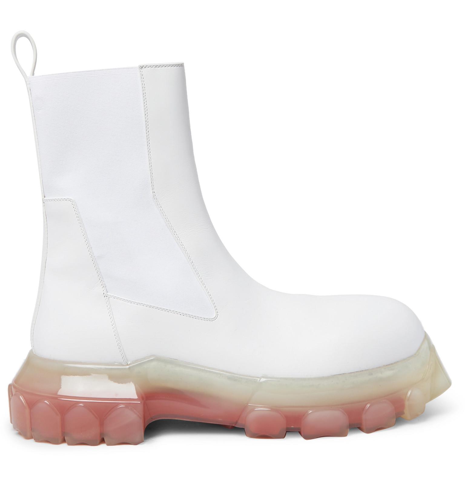 Rick Owens Mega Bozo Tractor Beetle Leather Boots in White for Men