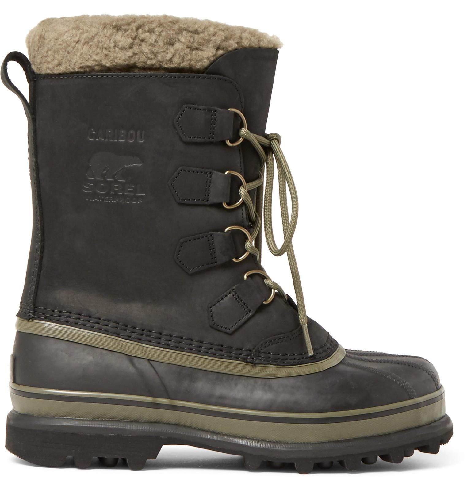 Sorel Caribou Wl Woollined Waterproof Leather Snow Boots in Black for Men Lyst
