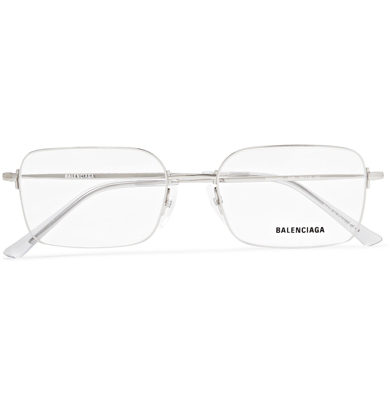 Balenciaga Squareframe Silvertone Optical Glasses in Metallic for Men