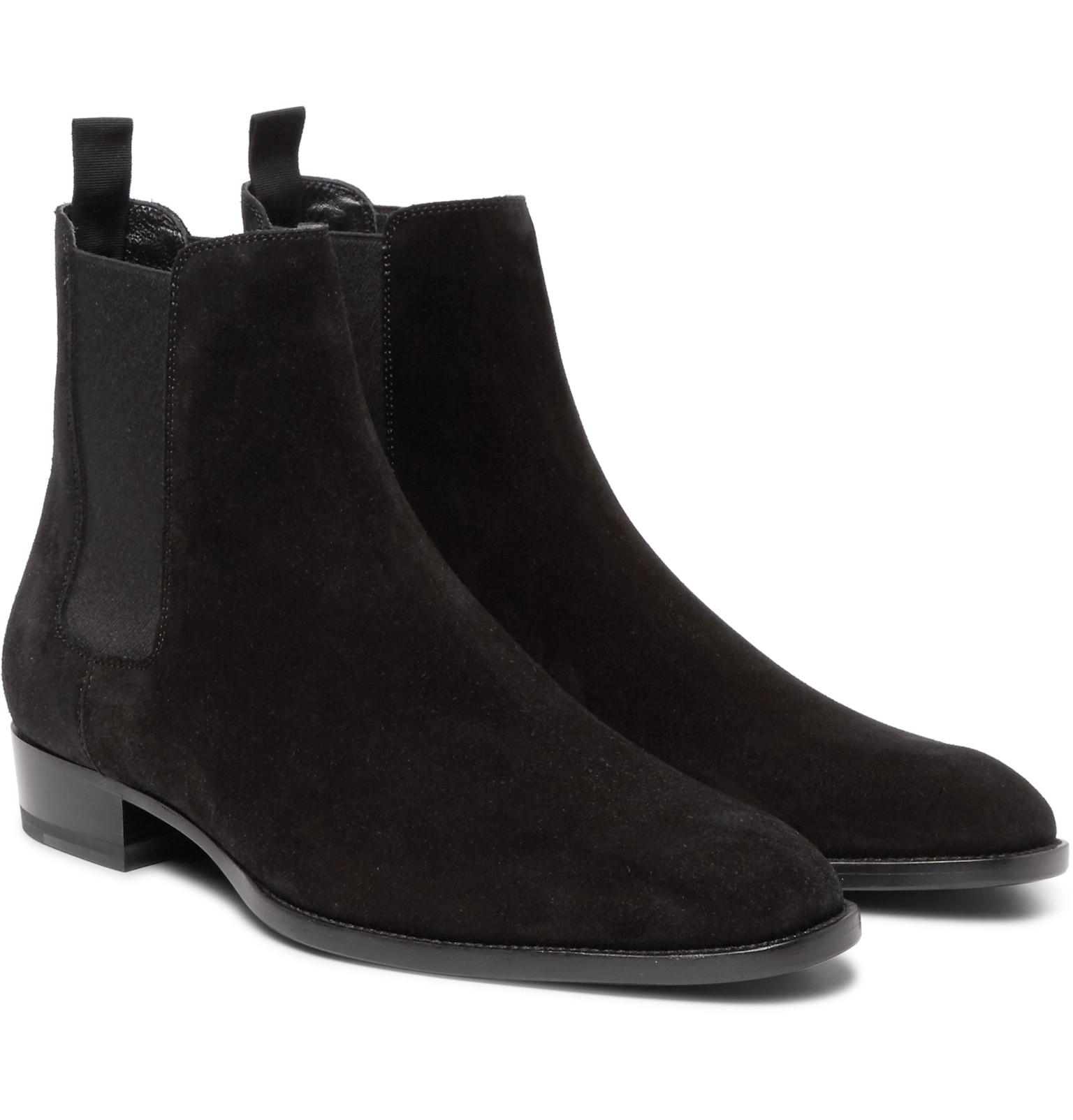 Saint Laurent Suede Chelsea Boots in Black for Men - Lyst