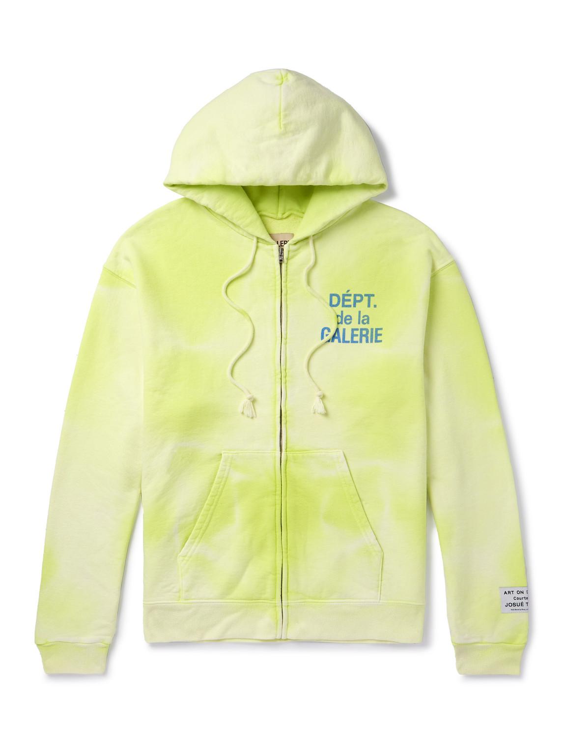 Yellow hoodie in cotton with printed logo