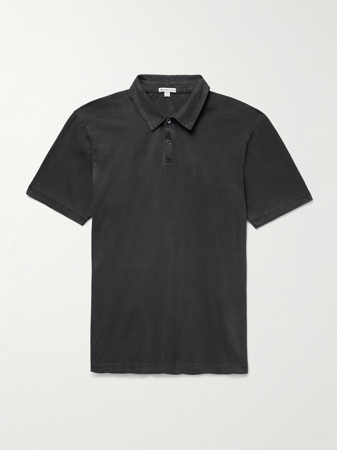 James Perse Supima Cotton-Jersey Polo Shirt in Black for Men Lyst UK