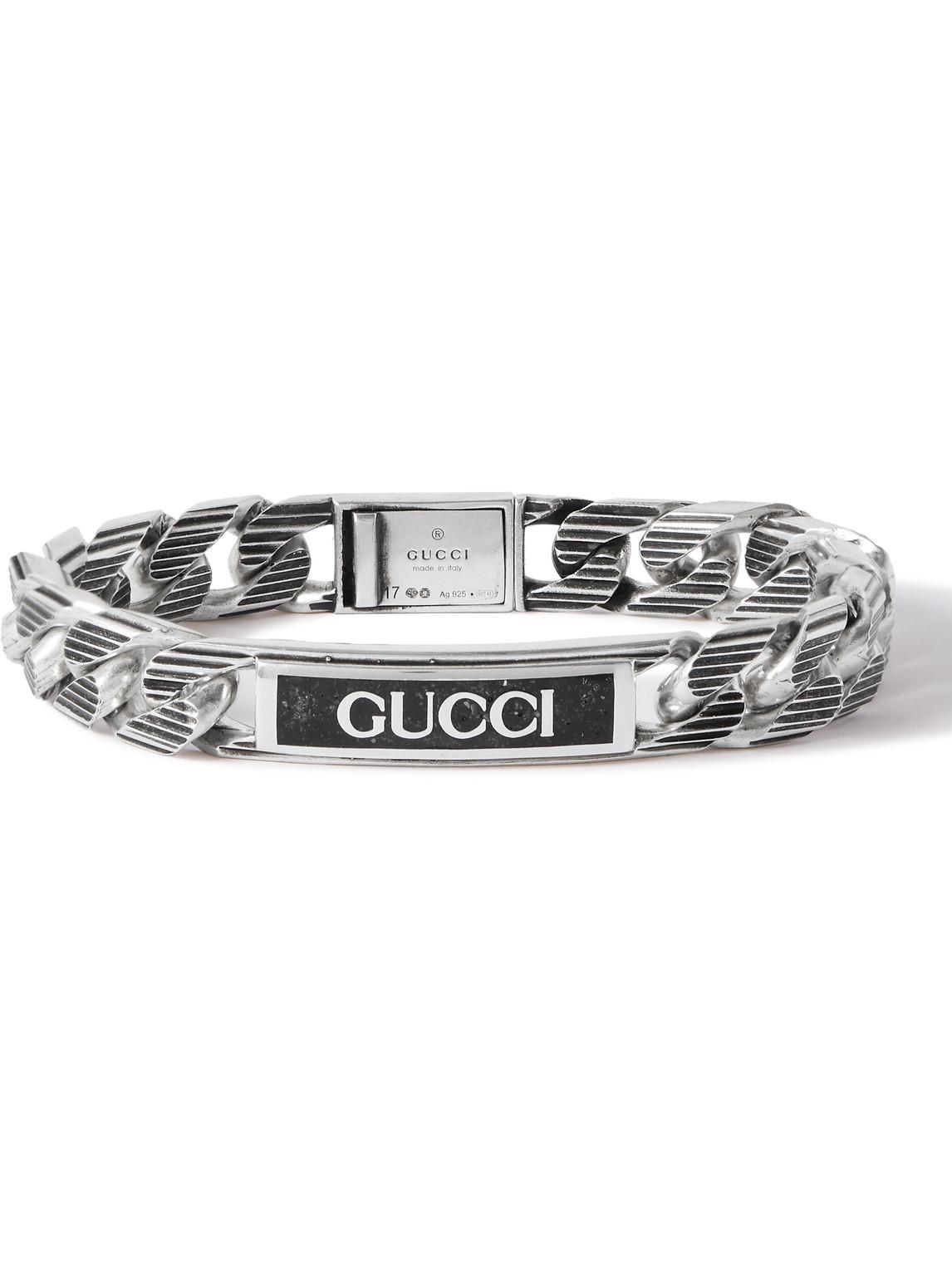 Gucci Sterling Silver And Enamel Chain Bracelet in Metallic for Men