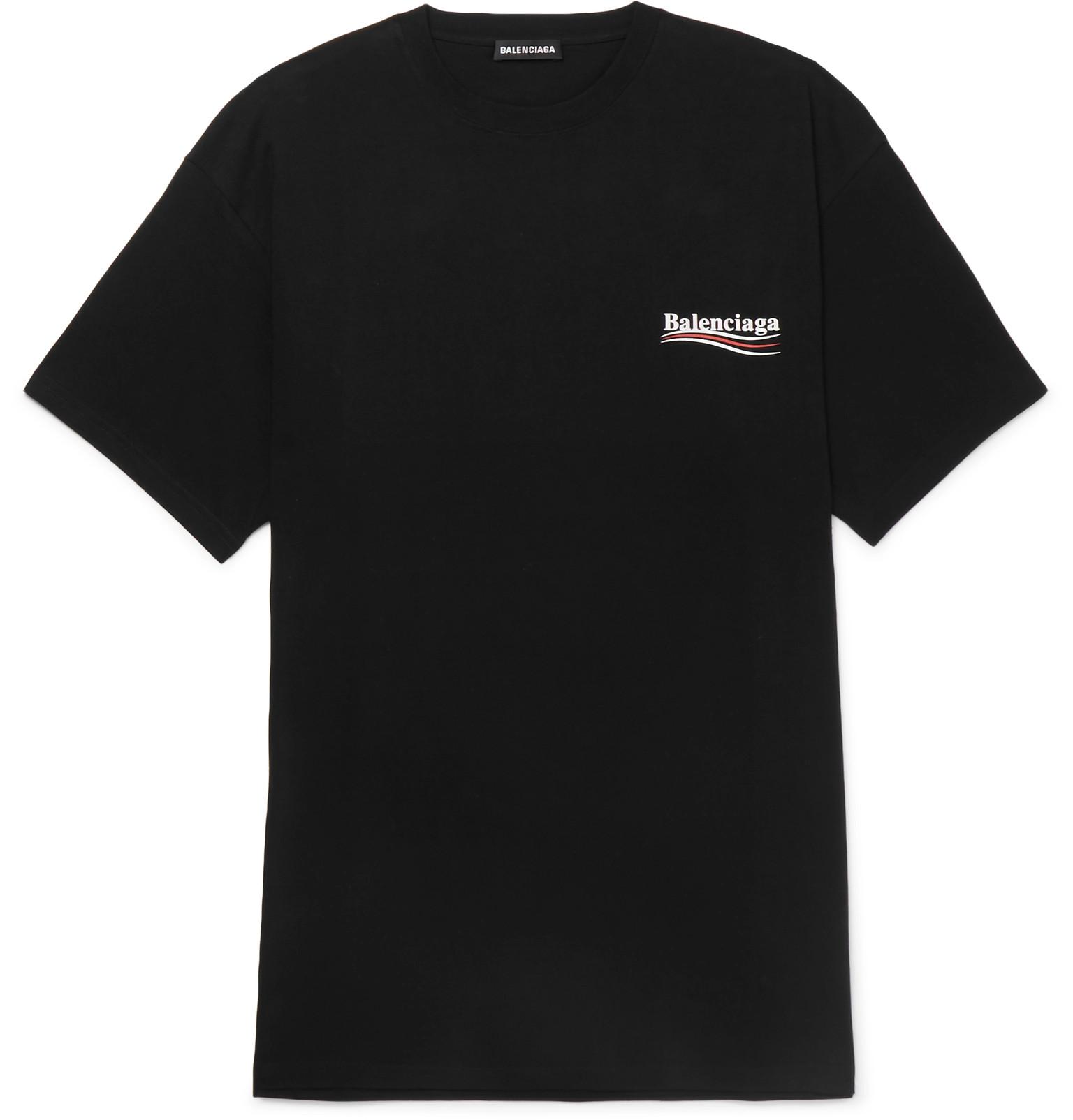 Lyst - Balenciaga Oversized Logo-print Cotton-jersey T-shirt in Black ...