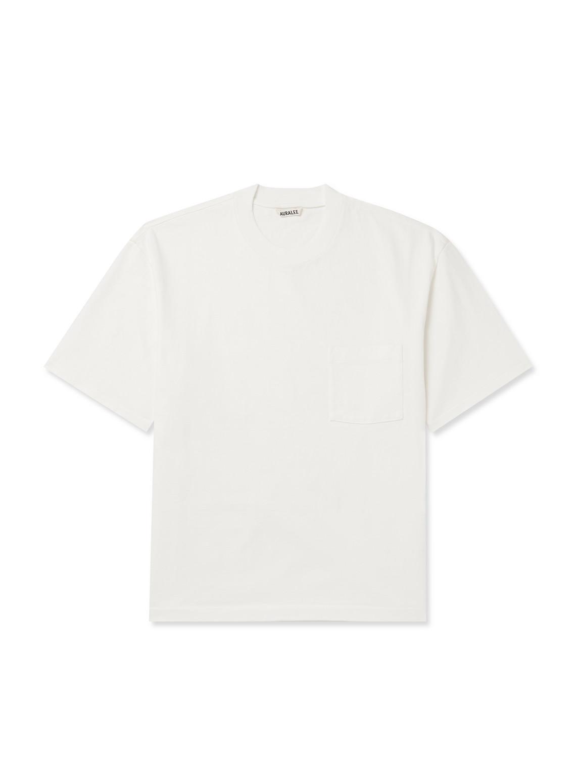 Tシャツ・カットソー Auralee Unisex Cotton Jersey T-shirt Ivory A23ST02CM-IV AURALEE Short sleeve t-shirts for Men | Online Sale up to 77