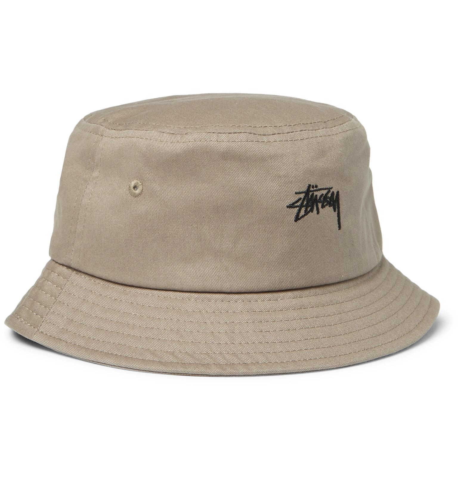 Stussy Logo-embroidered Cotton-canvas Bucket Hat for Men - Lyst