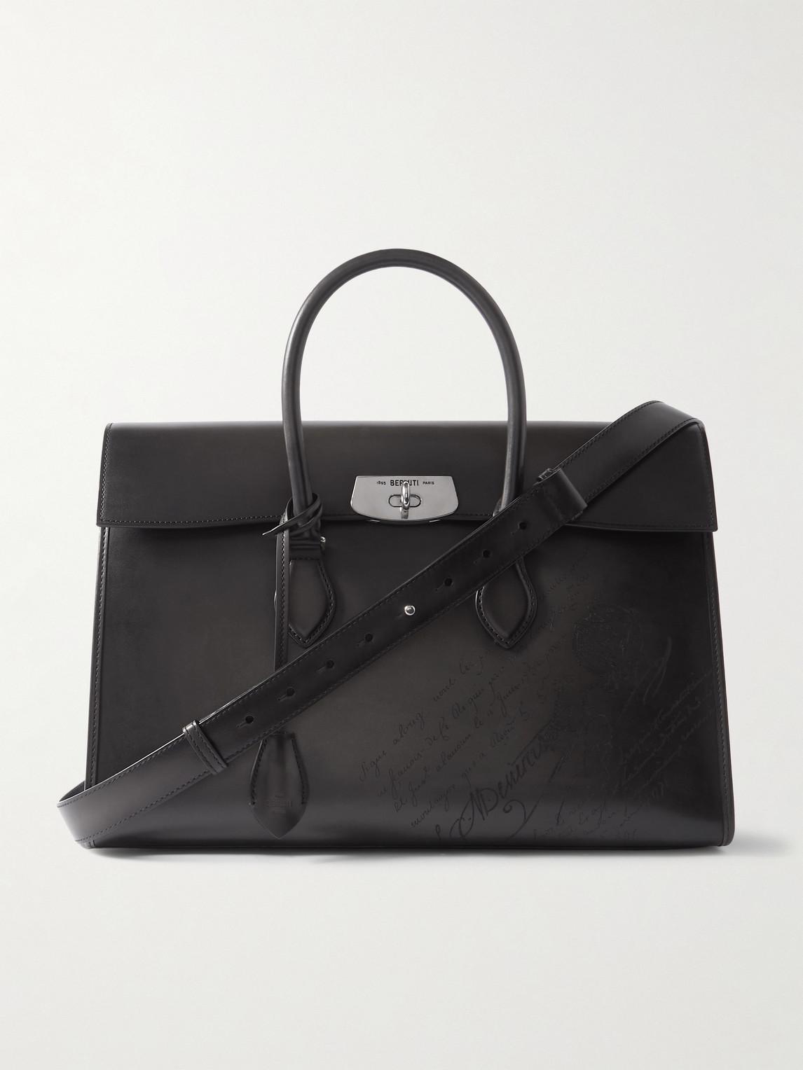 バッグ Berluti Venezia Gloria Leather BriefCase Berluti E'Mio Scritto Venezia Leather Briefcase in Black for Men