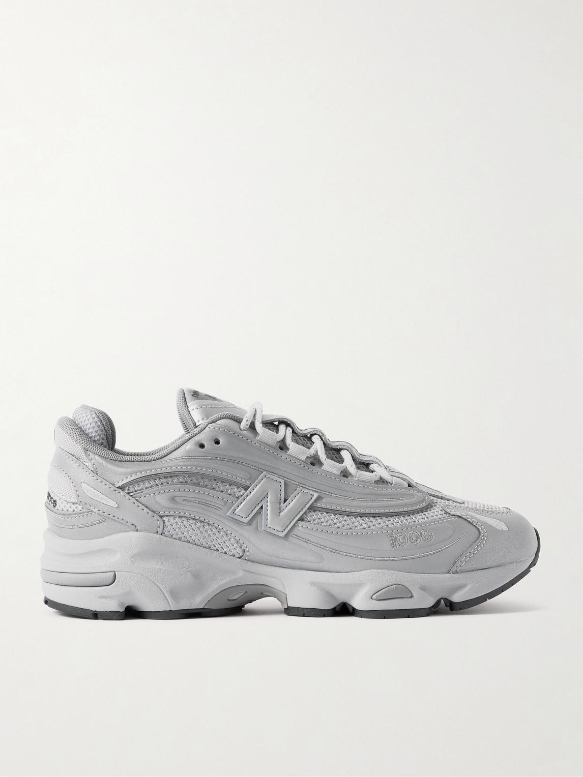 New Balance M1000 Embroidered Reflective Faux Leather And Mesh Sneakers ...