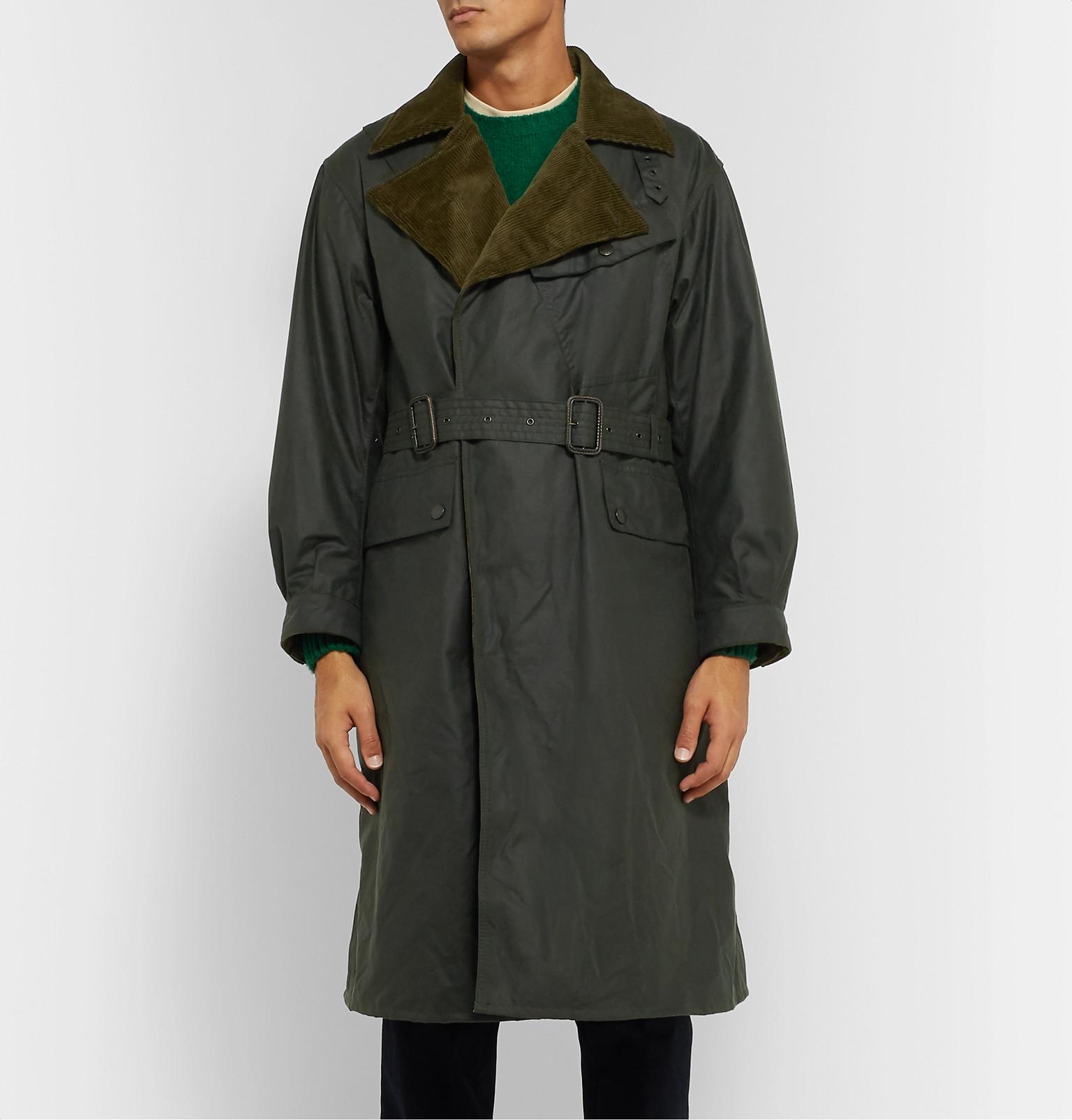 Barbour White Label Despatch Riders Belted Corduroy-trimmed Waxed-cotton  Jacket in Green for Men | Lyst Canada