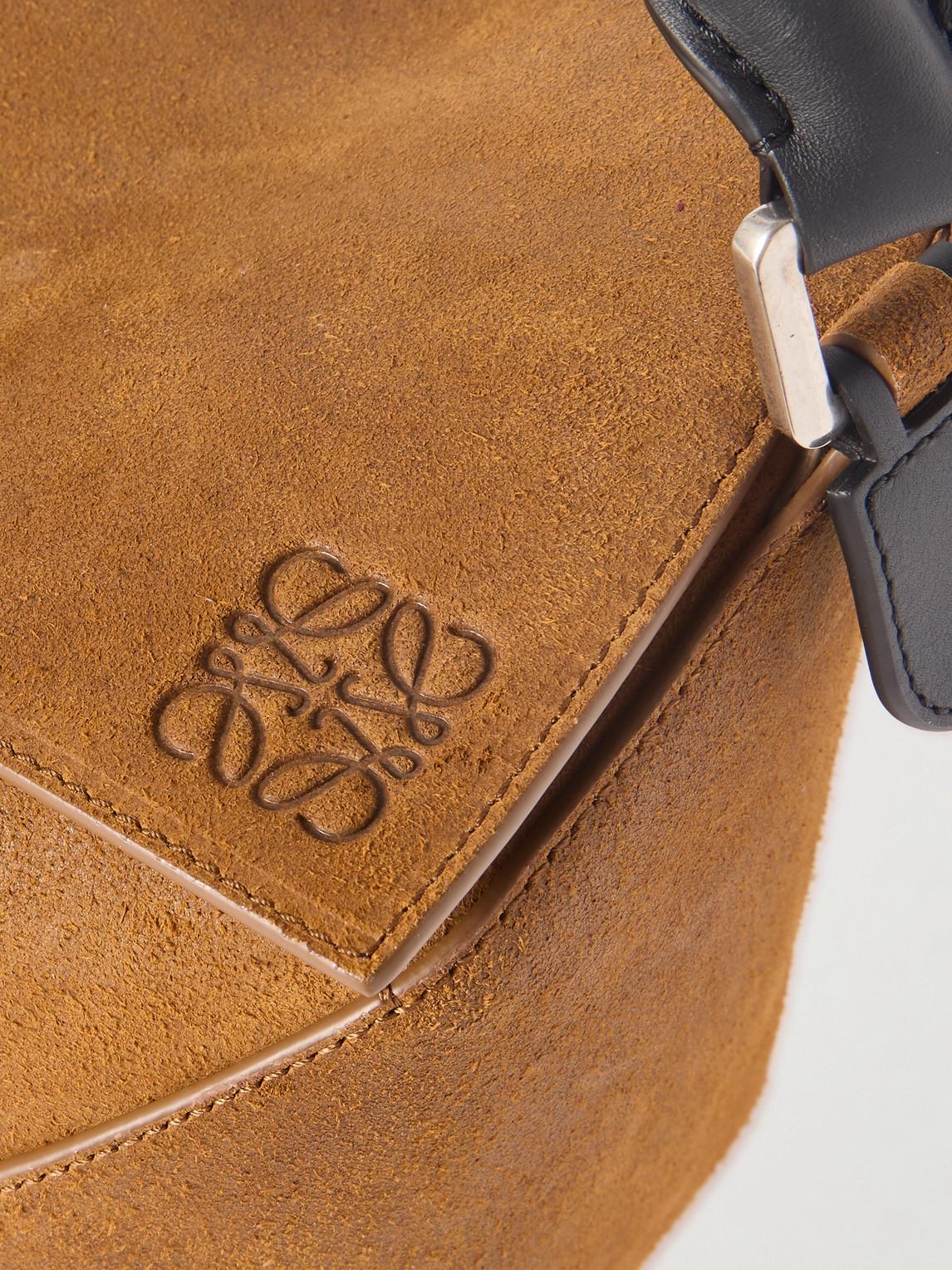 Loewe Puzzle Edge Large Leather Trimmed Logo Debossed Suede Messenger Bag in Brown for Men Lyst UK