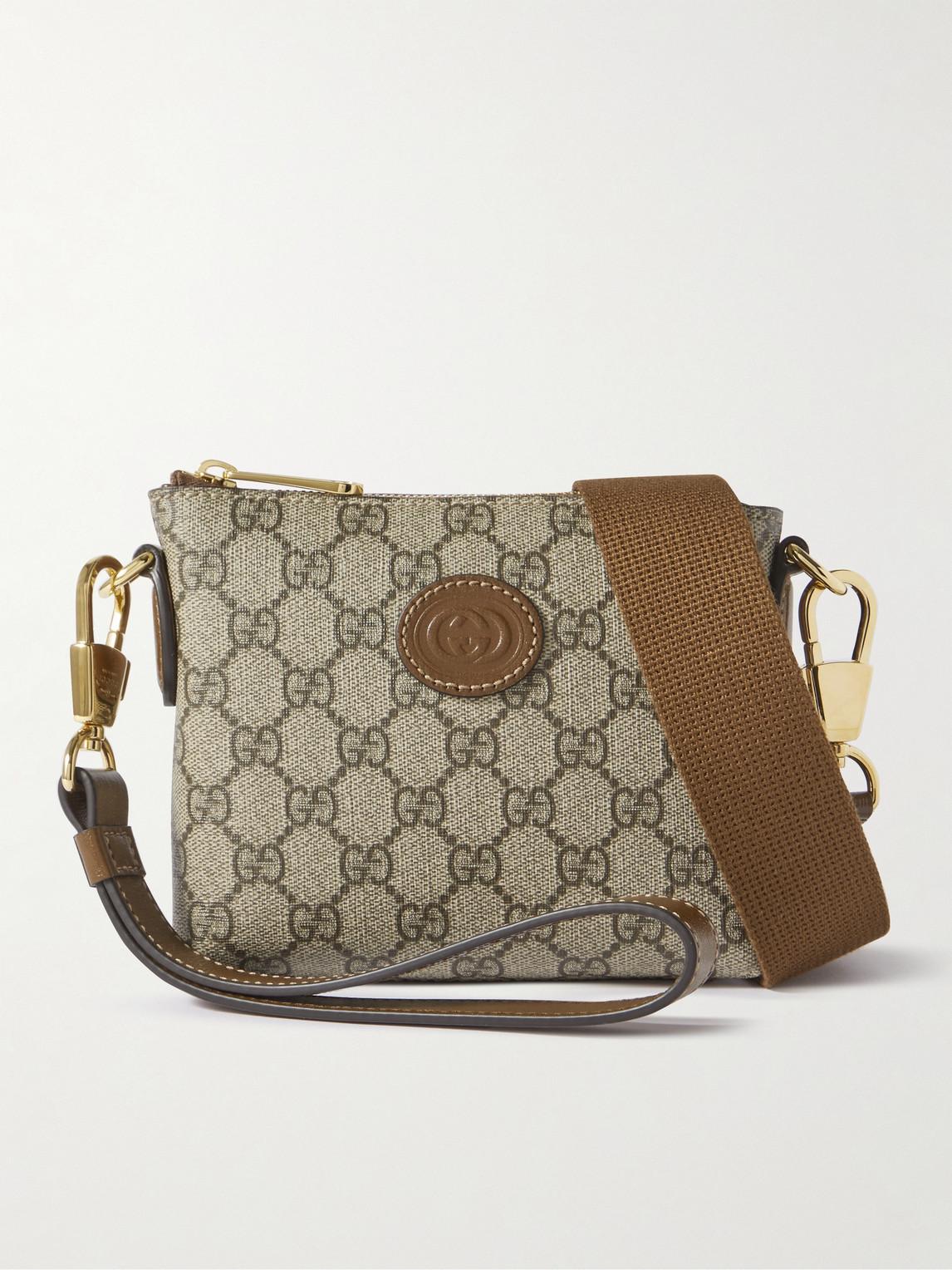 Gucci GG Retro Leathertrimmed Monogrammed Coatedcanvas Messenger Bag