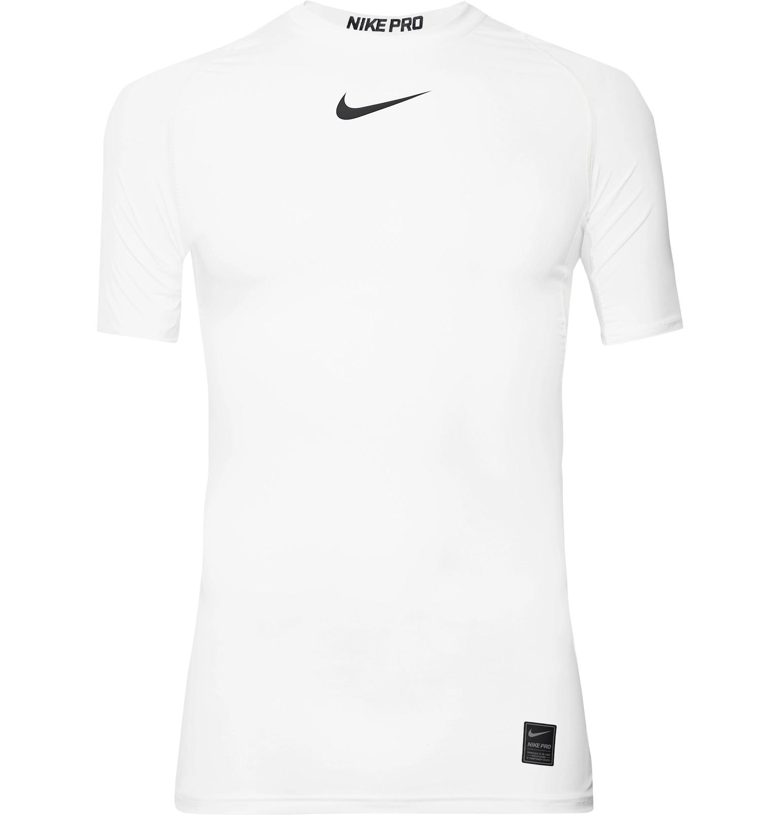 Nike Pro Mesh-panelled Dri-fit Compression T-shirt in White for Men - Lyst