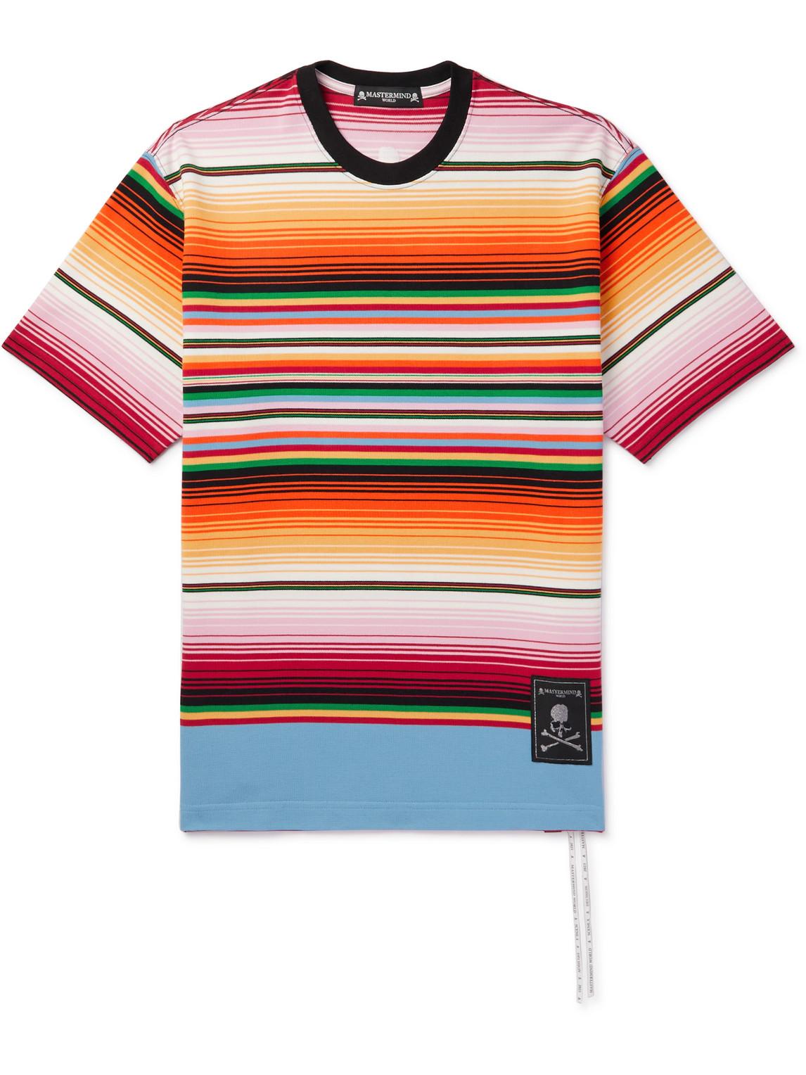 MASTERMIND WORLD Logo-detailed Striped Cotton T-shirt in Orange for Men ...