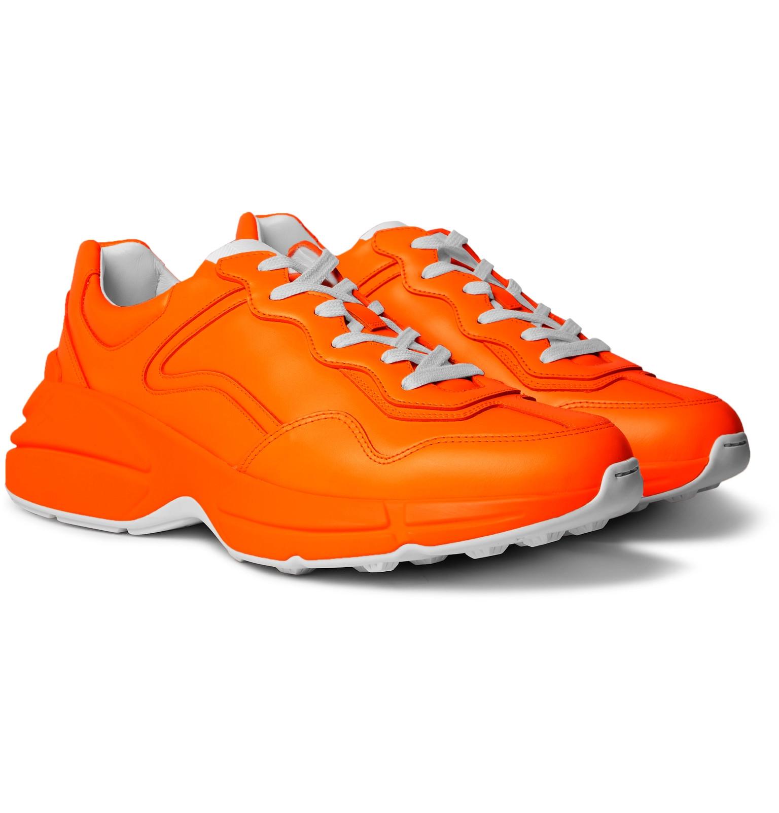 Gucci Rhyton Leather Sneakers in Orange for Men - Lyst