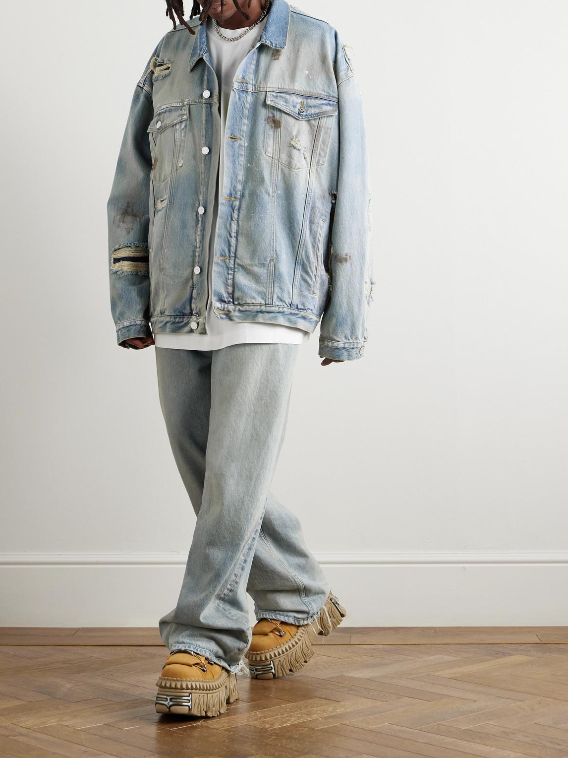 Vetements Oversized Distressed Denim Jacket in Blue for Men Lyst UK