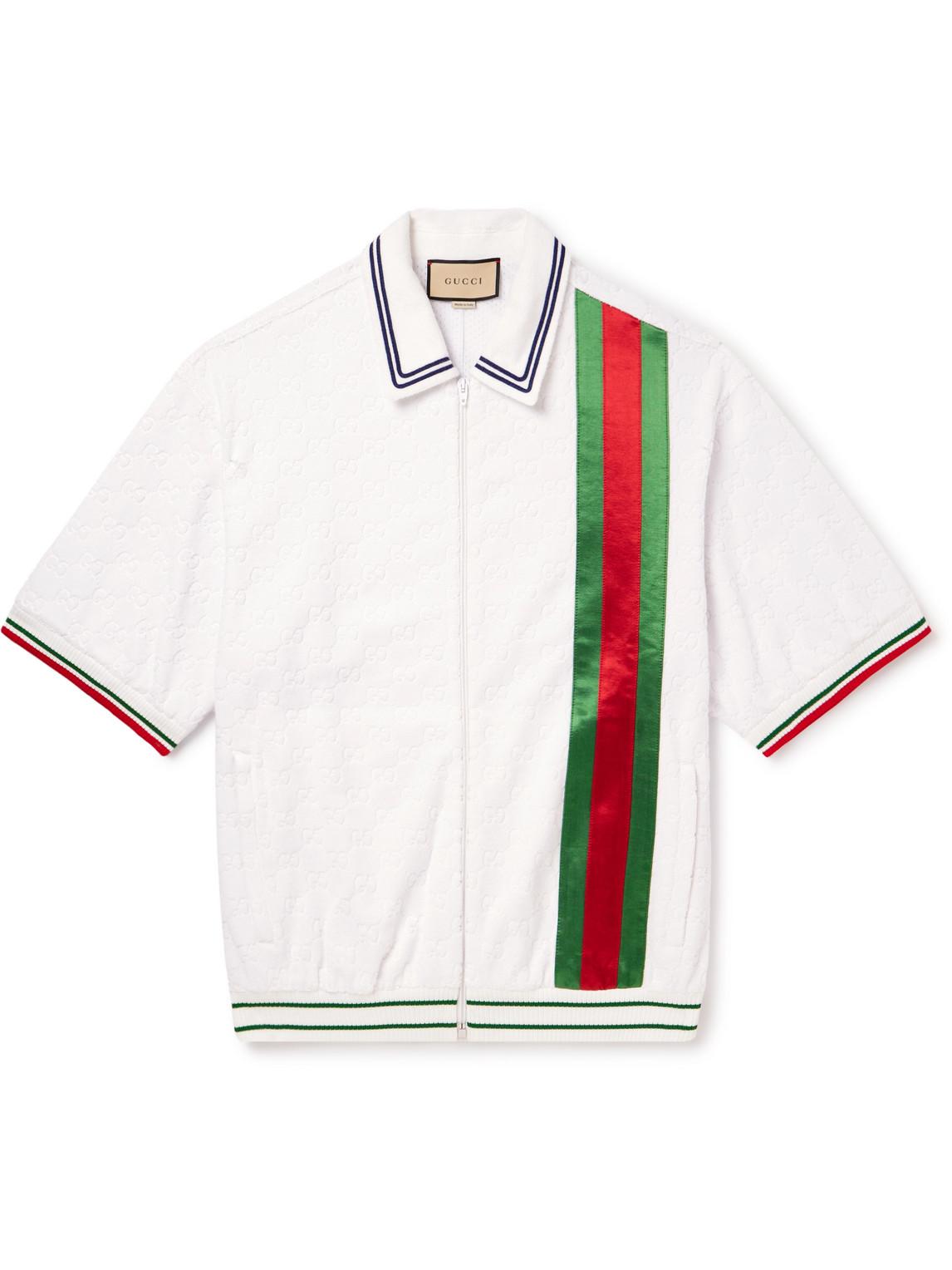 Vind ejer Dæmon Gucci Jacquard Stripe Sponge Polo Shirt in White for Men | Lyst