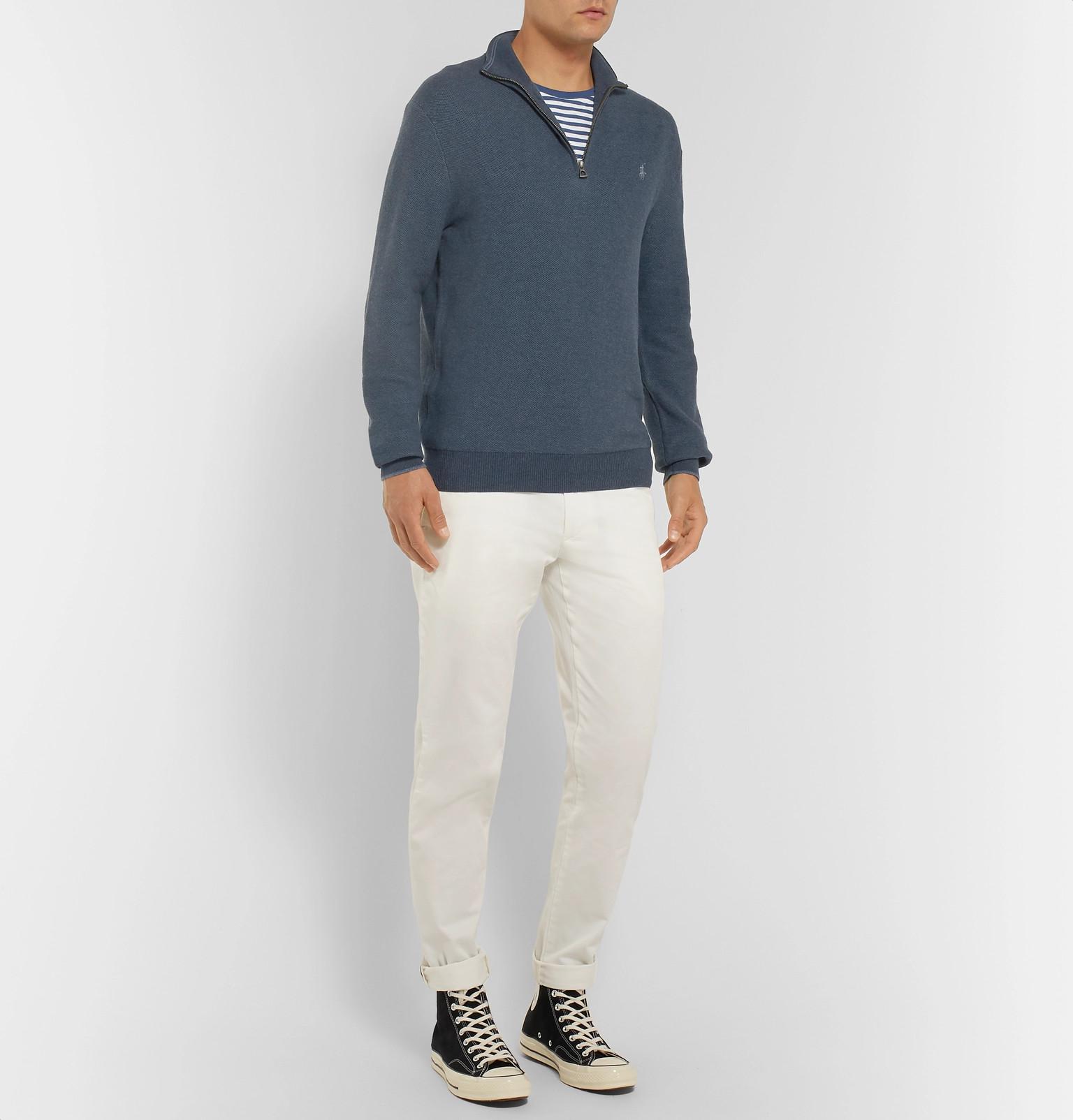ralph lauren half zip waffle knit jumper