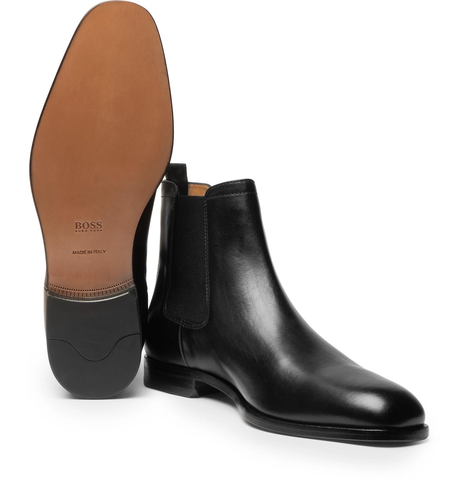 BOSS by HUGO BOSS Cardiff Leather Chelsea Boots in Black for Men - Lyst