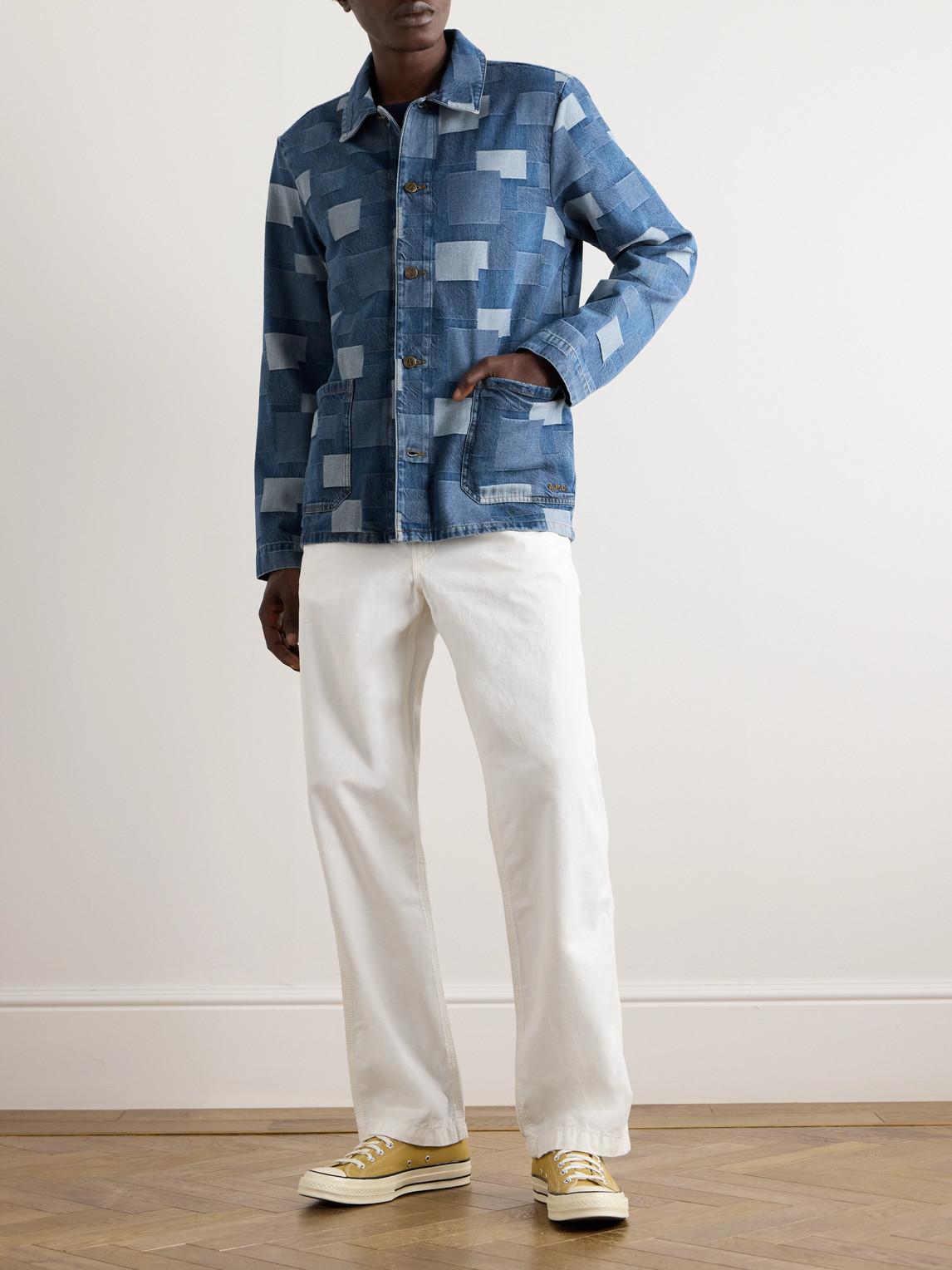 A.P.C. Kerlouan Patchwork Stonewashed Denim Jacket in Blue for Men