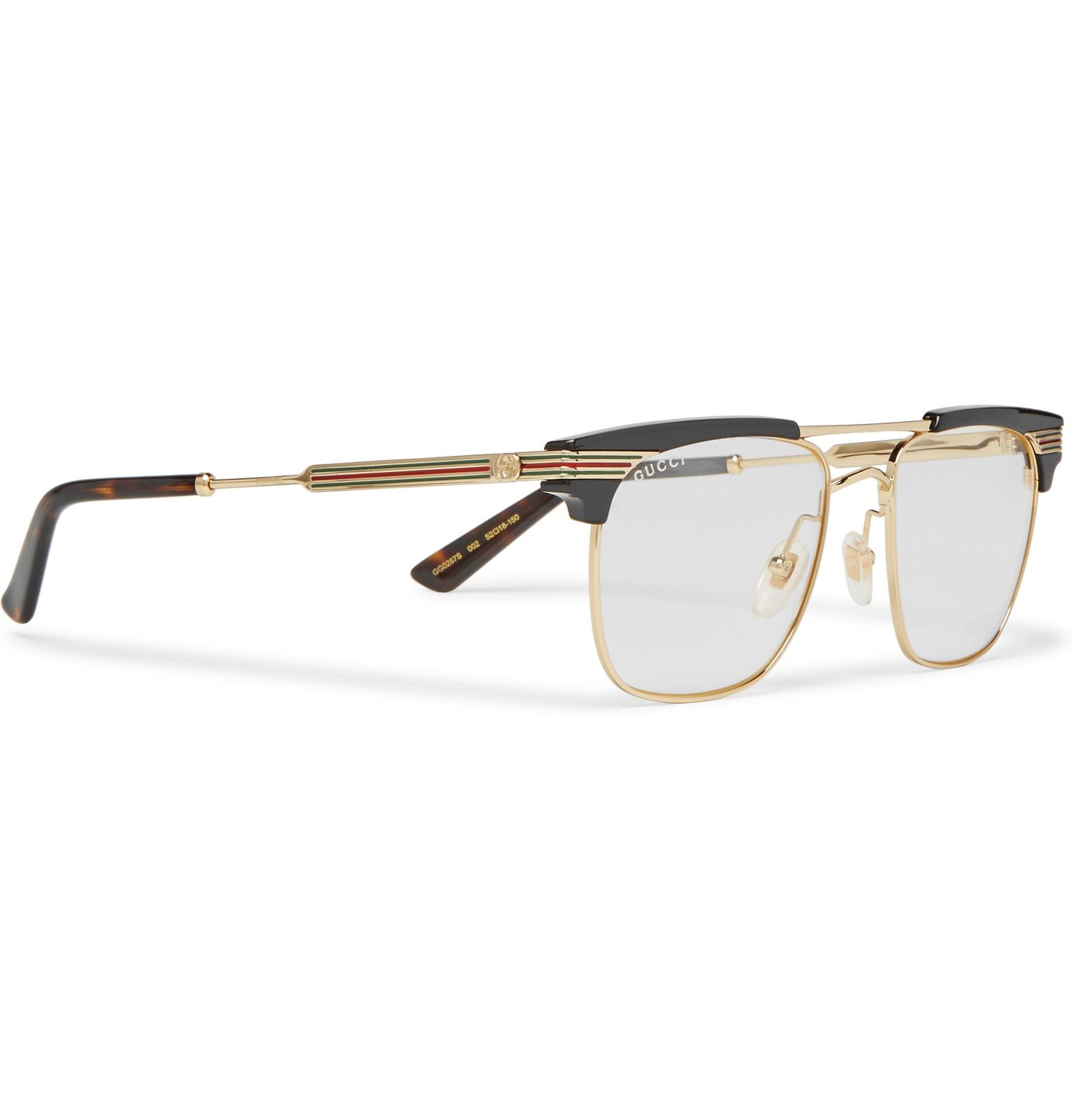 Gucci Endura Square Frame Gold Tone And Acetate Optical Glasses In Metallic For Men Lyst