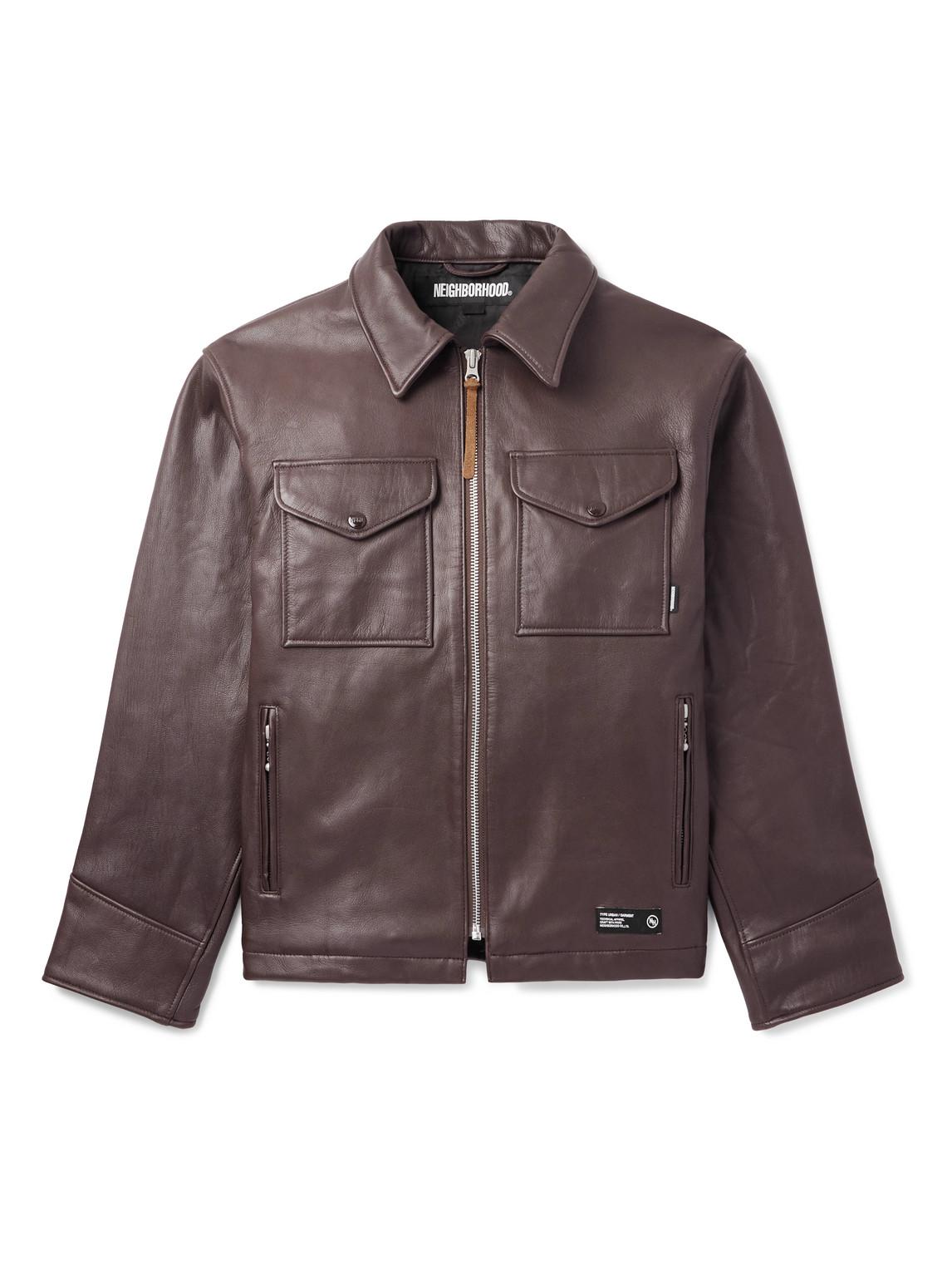 Neighborhood Pm Leather Jacket in Brown for Men | Lyst