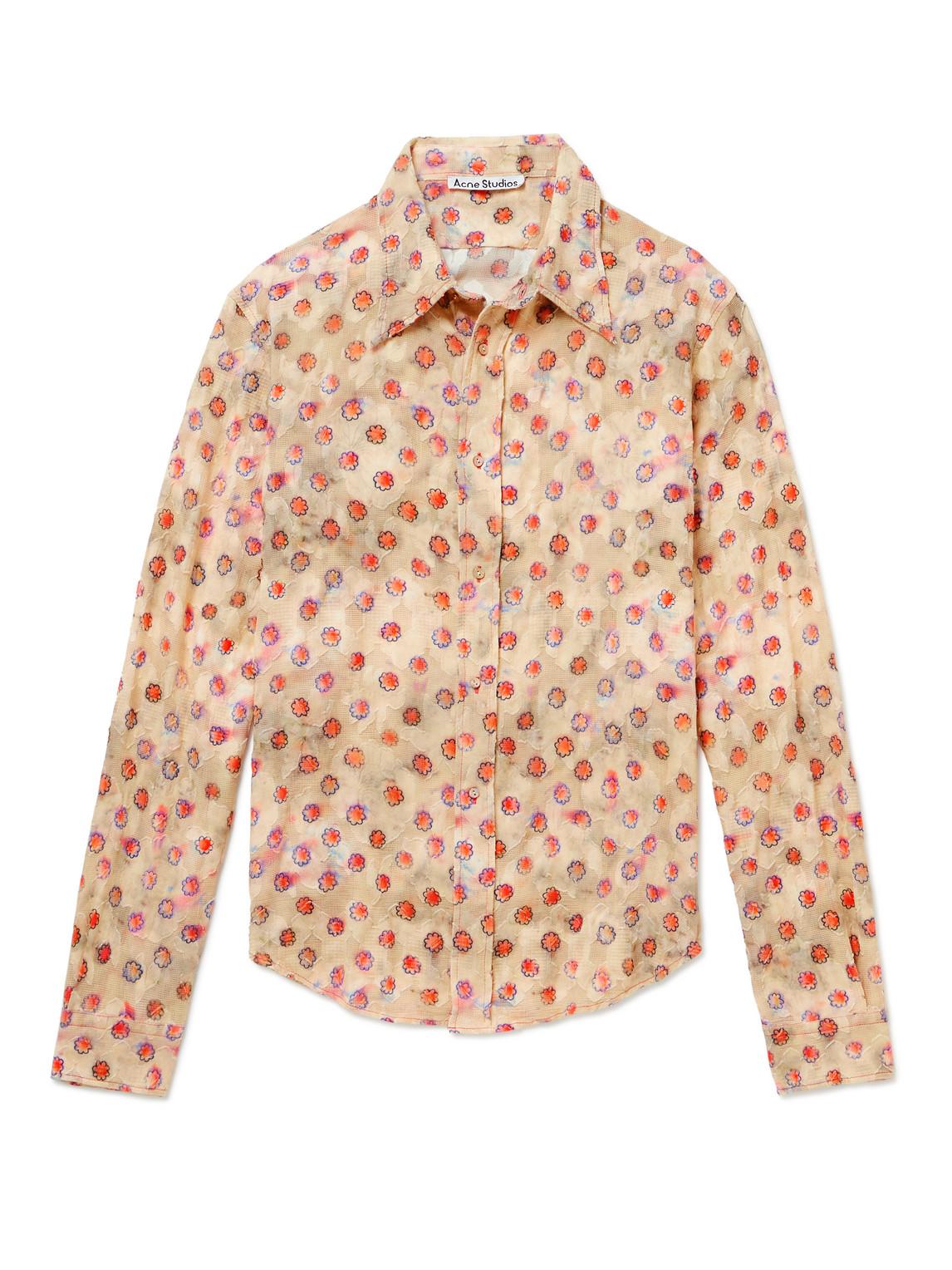 Acne Studios Siza Floral-print Fil Coupé Cotton Shirt in Natural for Men |  Lyst