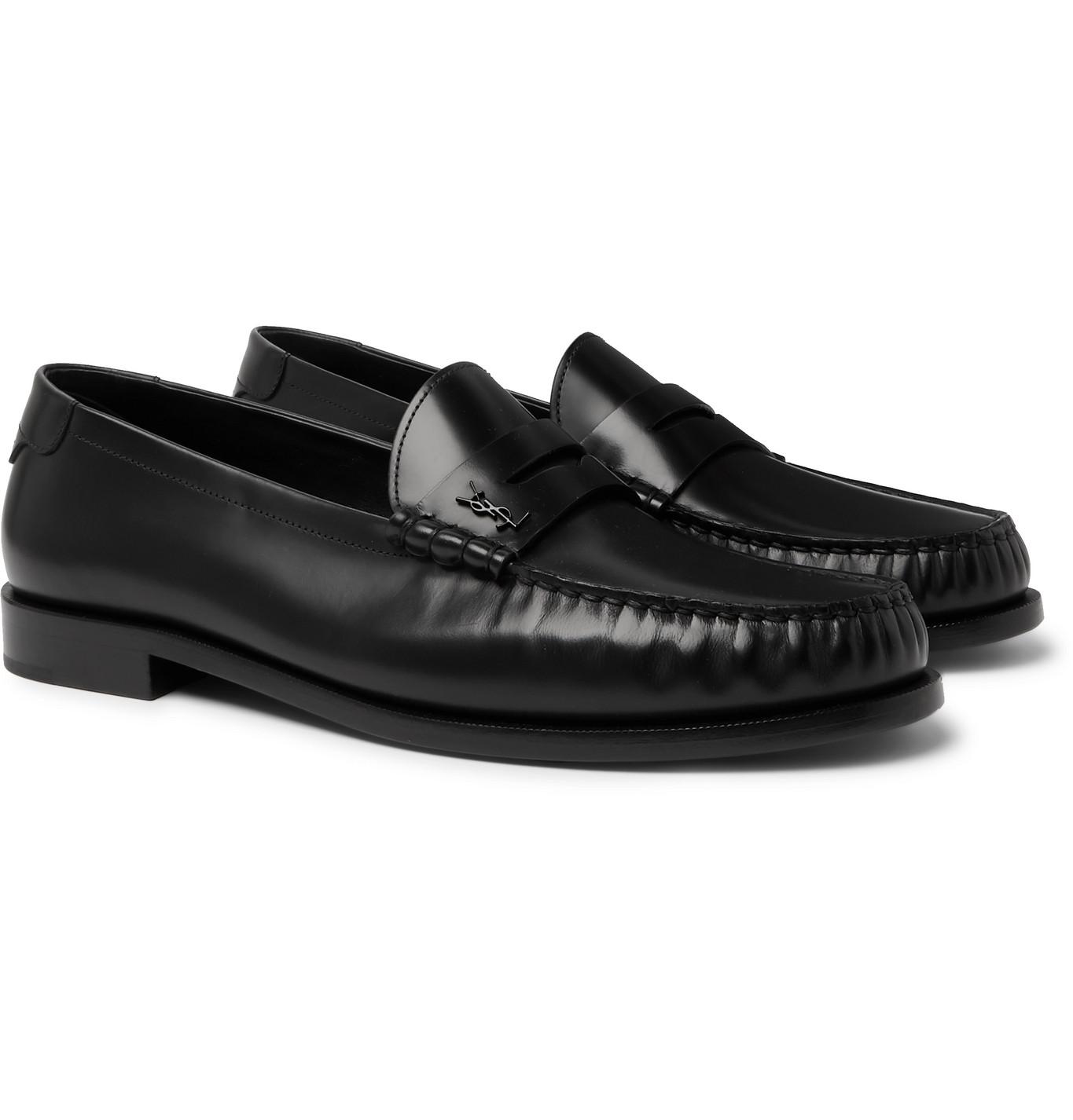 Saint Laurent Leather Loafers in Black for Men - Lyst