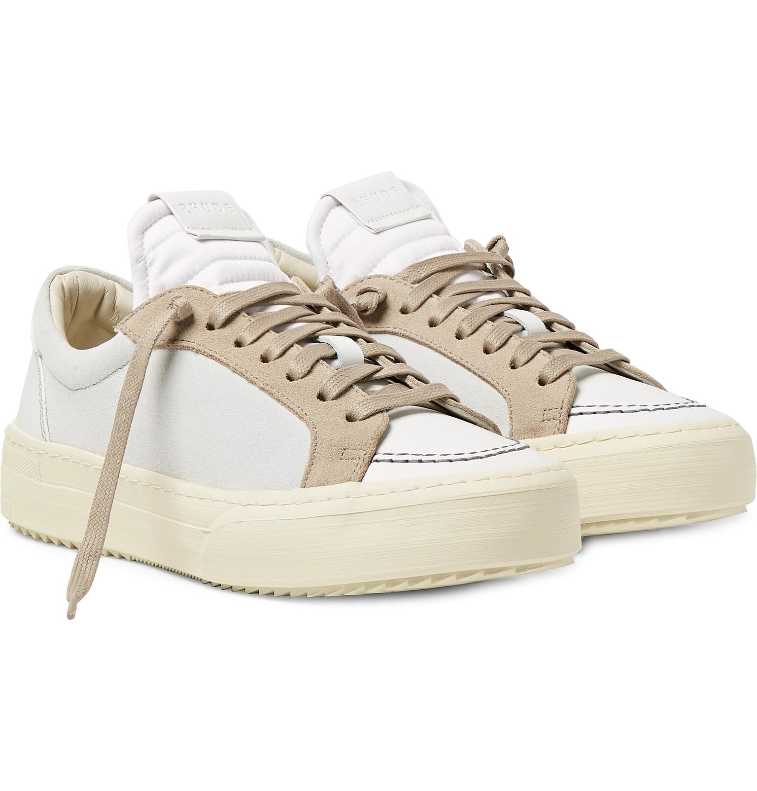 Rhude V1 Leather And Suede Sneakers in White for Men | Lyst