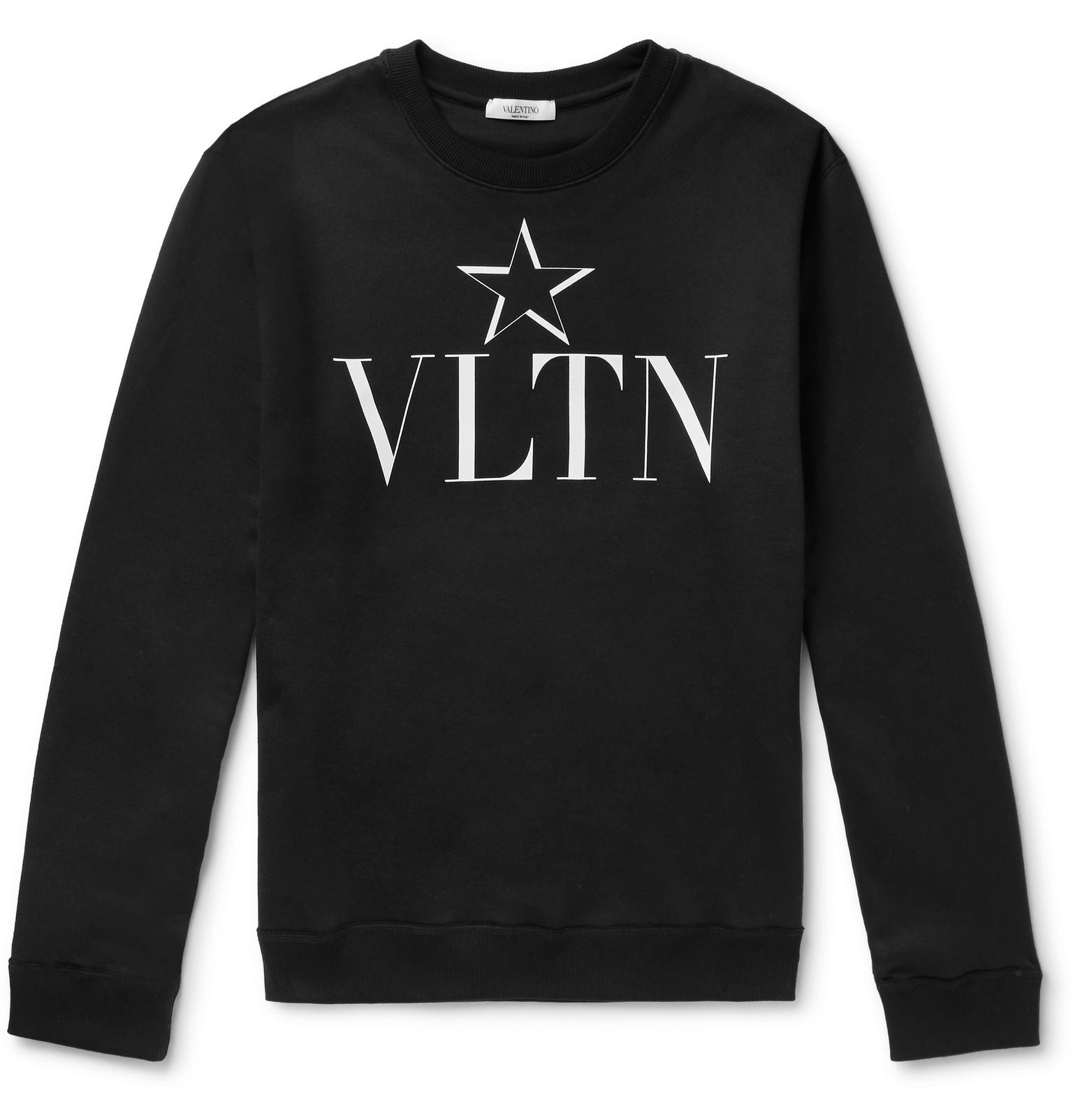 Valentino Cotton Vltn Print Crew Neck Sweatshirt in Black White (Black ...